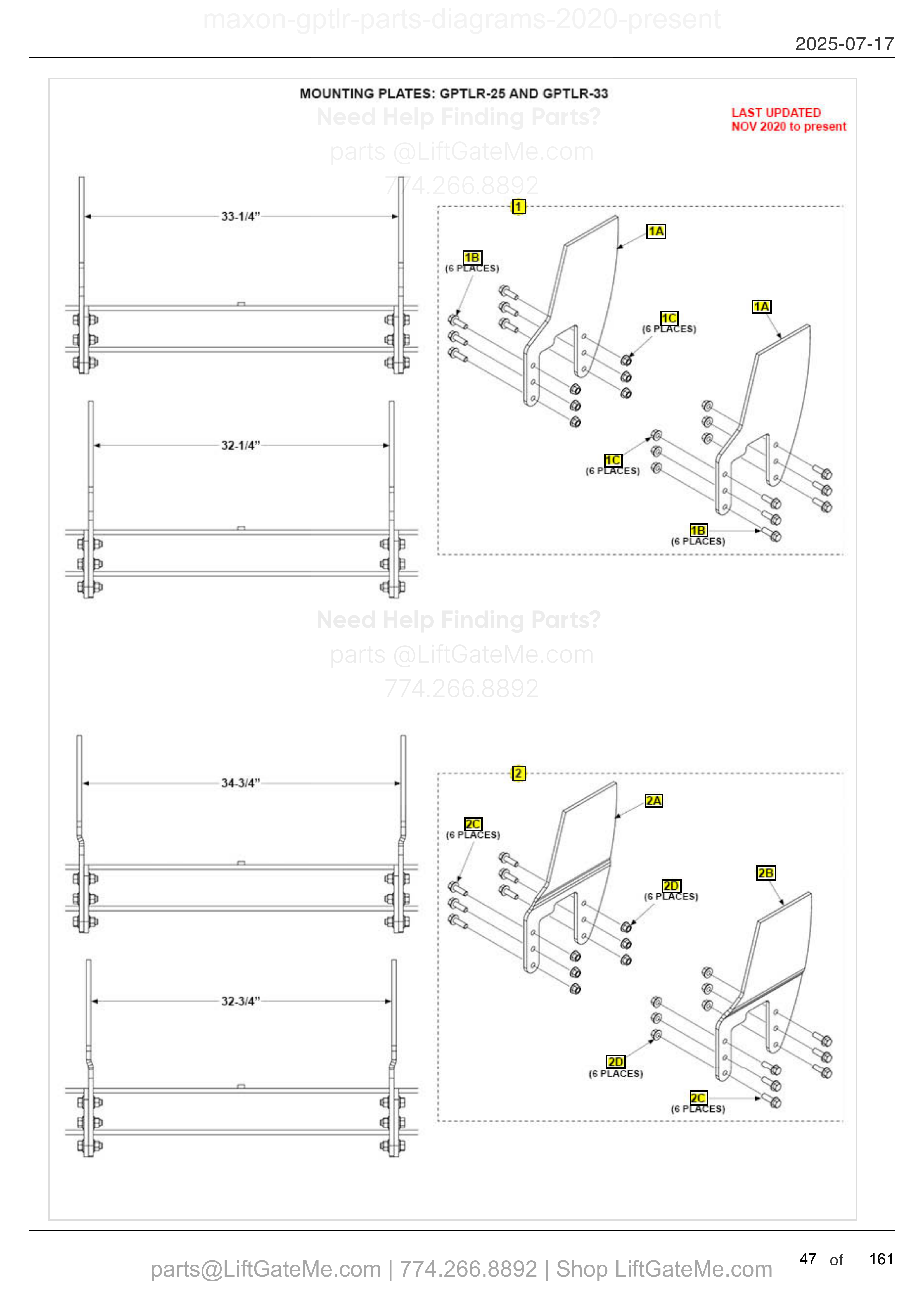 MOUNTING PLATES: GPTLR-25 AND GPTLR-33 diagram