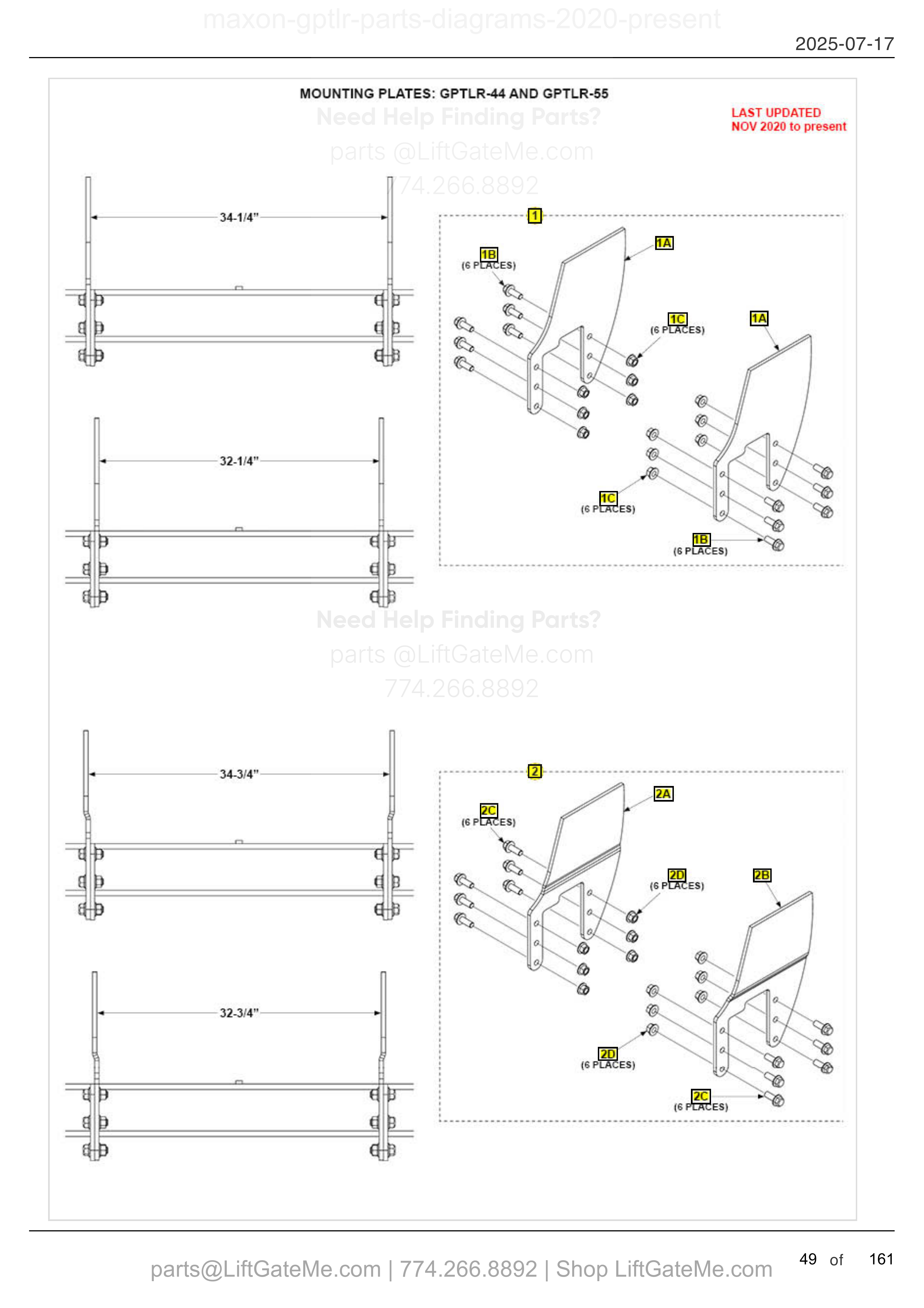MOUNTING PLATES: GPTLR-44 AND GPTLR-55 diagram