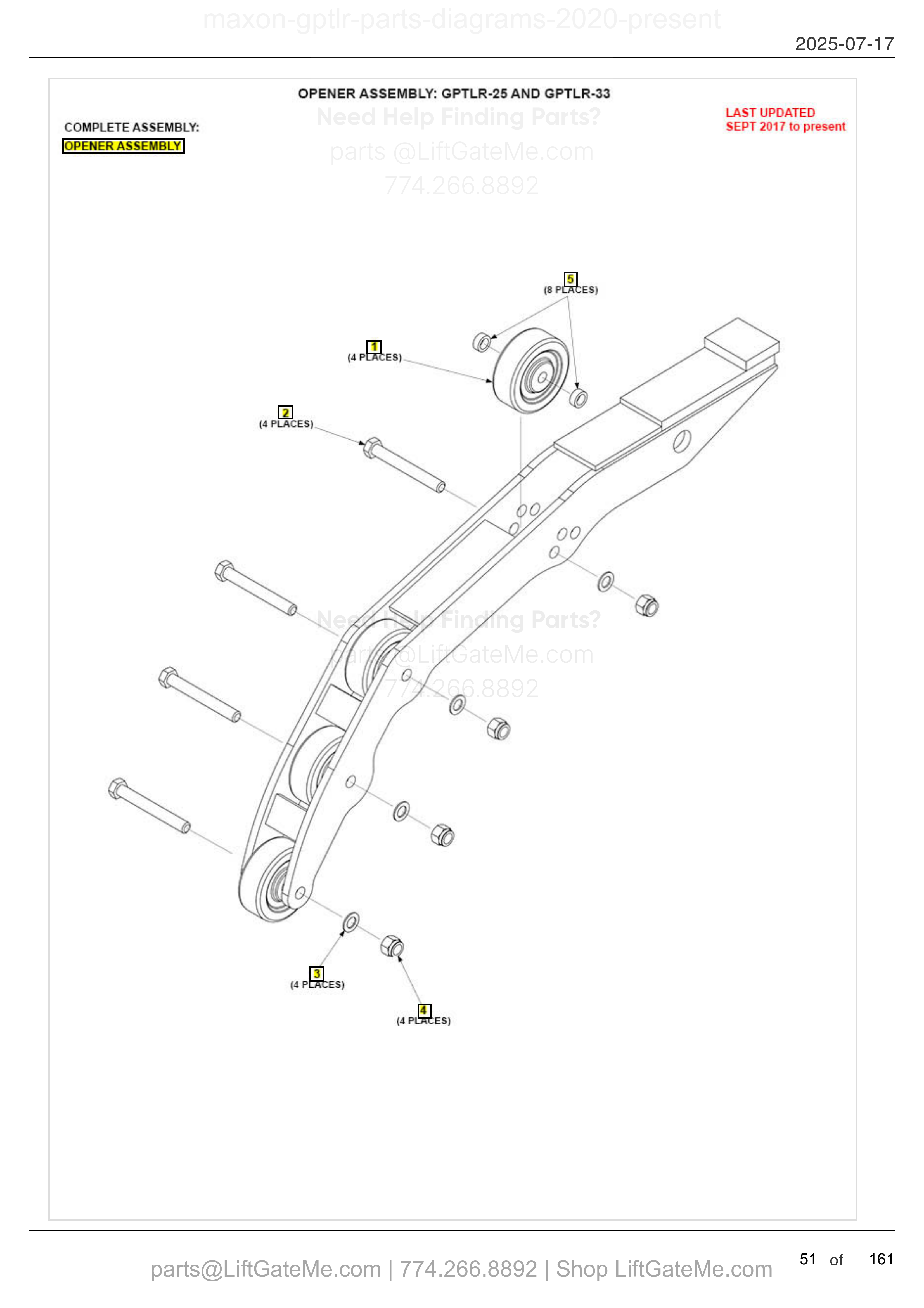 OPENER ASSEMBLY: GPTLR-25 AND GPTLR-33 diagram