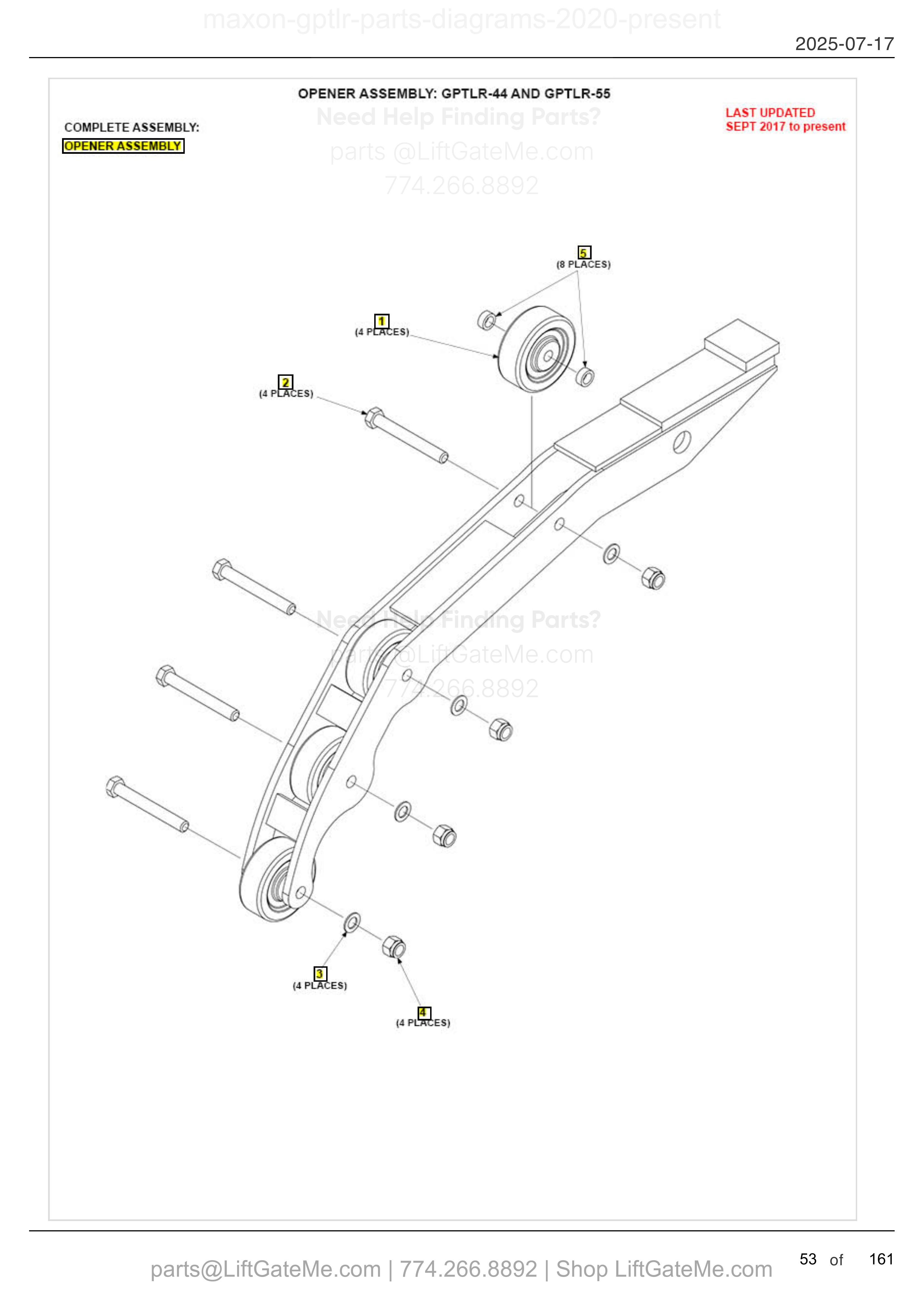 OPENER ASSEMBLY: GPTLR-44 AND GPTLR-55 diagram