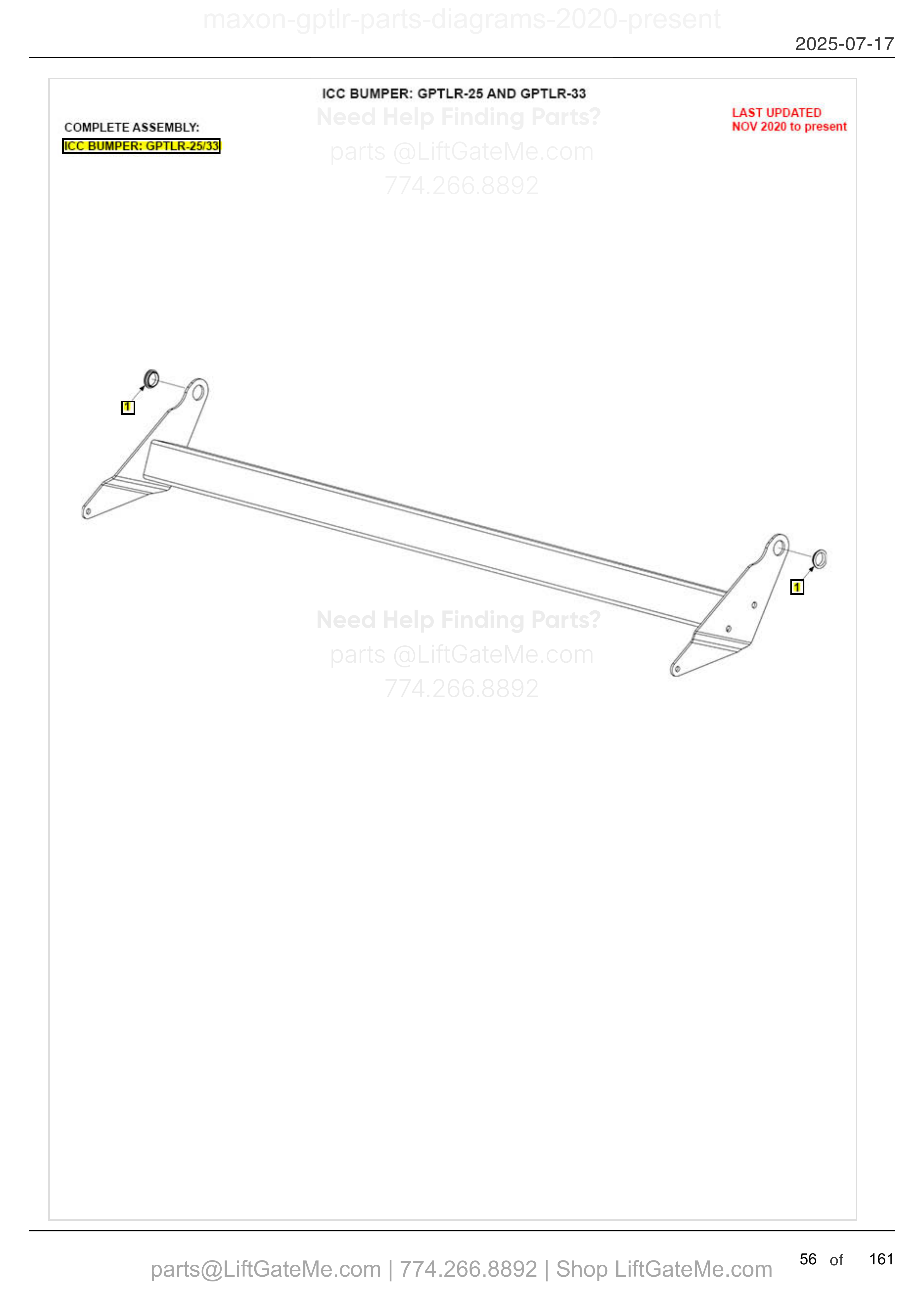 ICC BUMPER: GPTLR-25 AND GPTLR-33 diagram