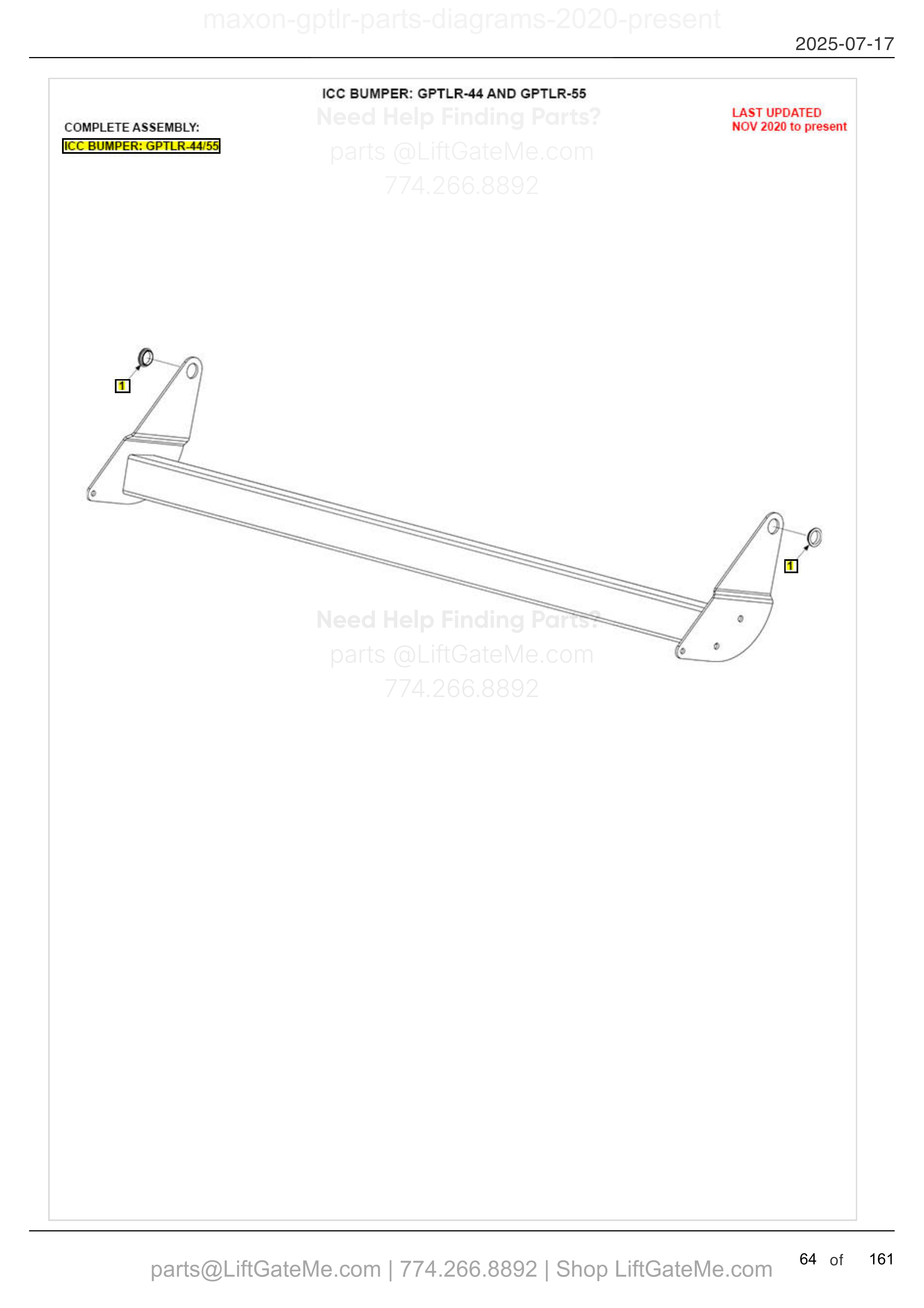 ICC BUMPER: GPTLR-44 AND GPTLR-55 diagram