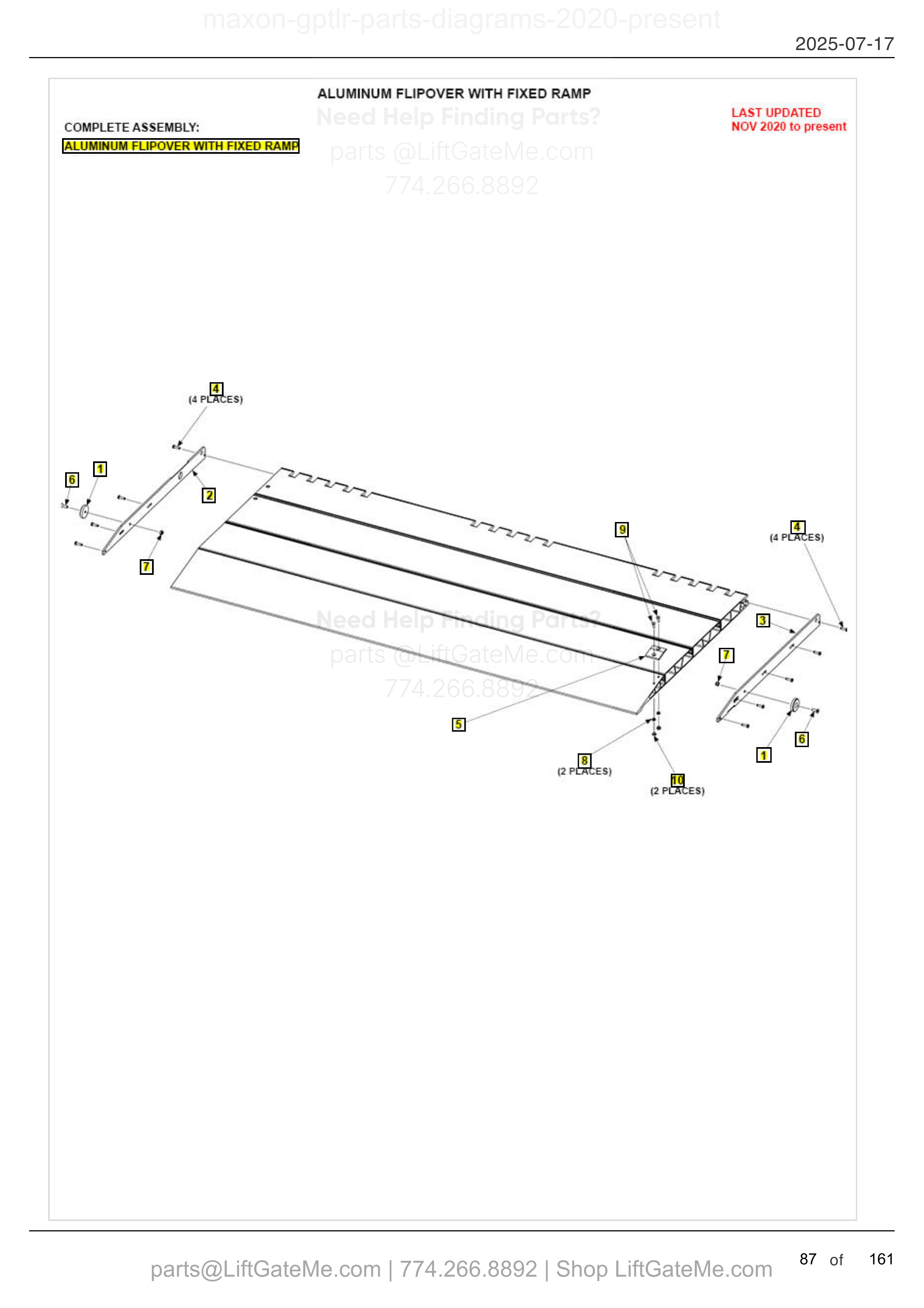 ALUMINUM FLIPOVER WITH FIXED RAMP diagram