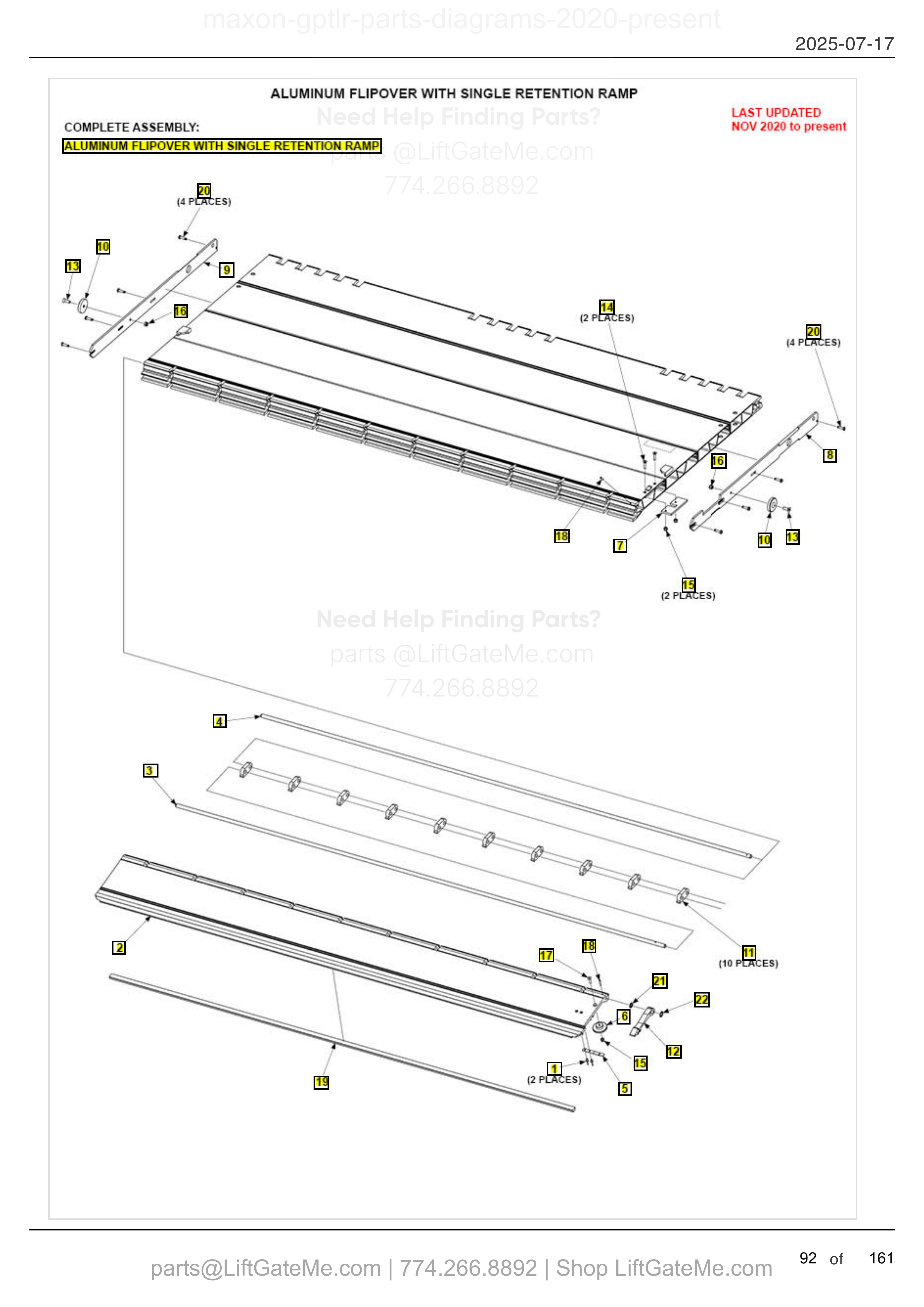 ALUMINUM FLIPOVER WITH SINGLE RETENTION RAMP diagram