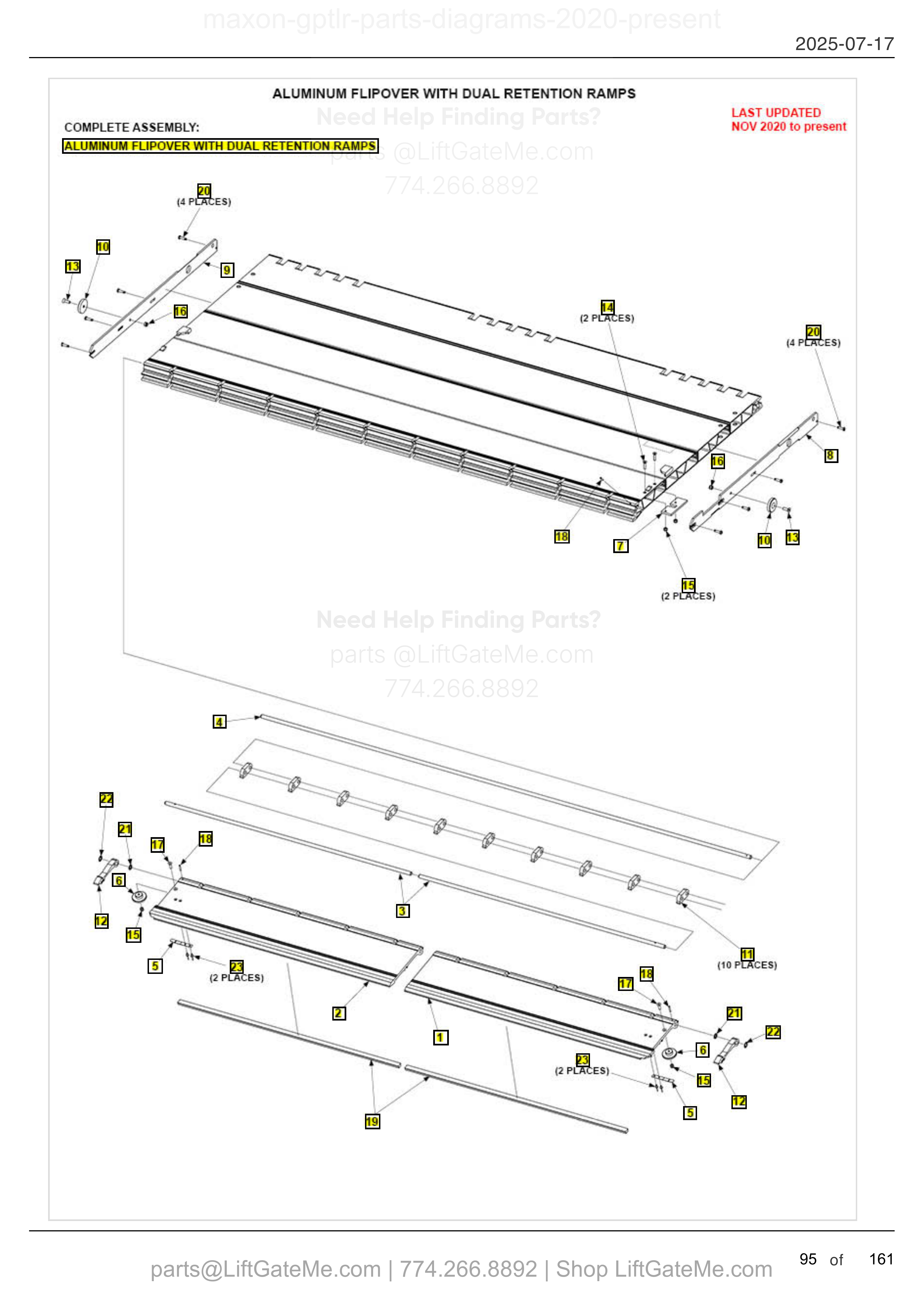 ALUMINUM FLIPOVER WITH DUAL RETENTION RAMPS diagram
