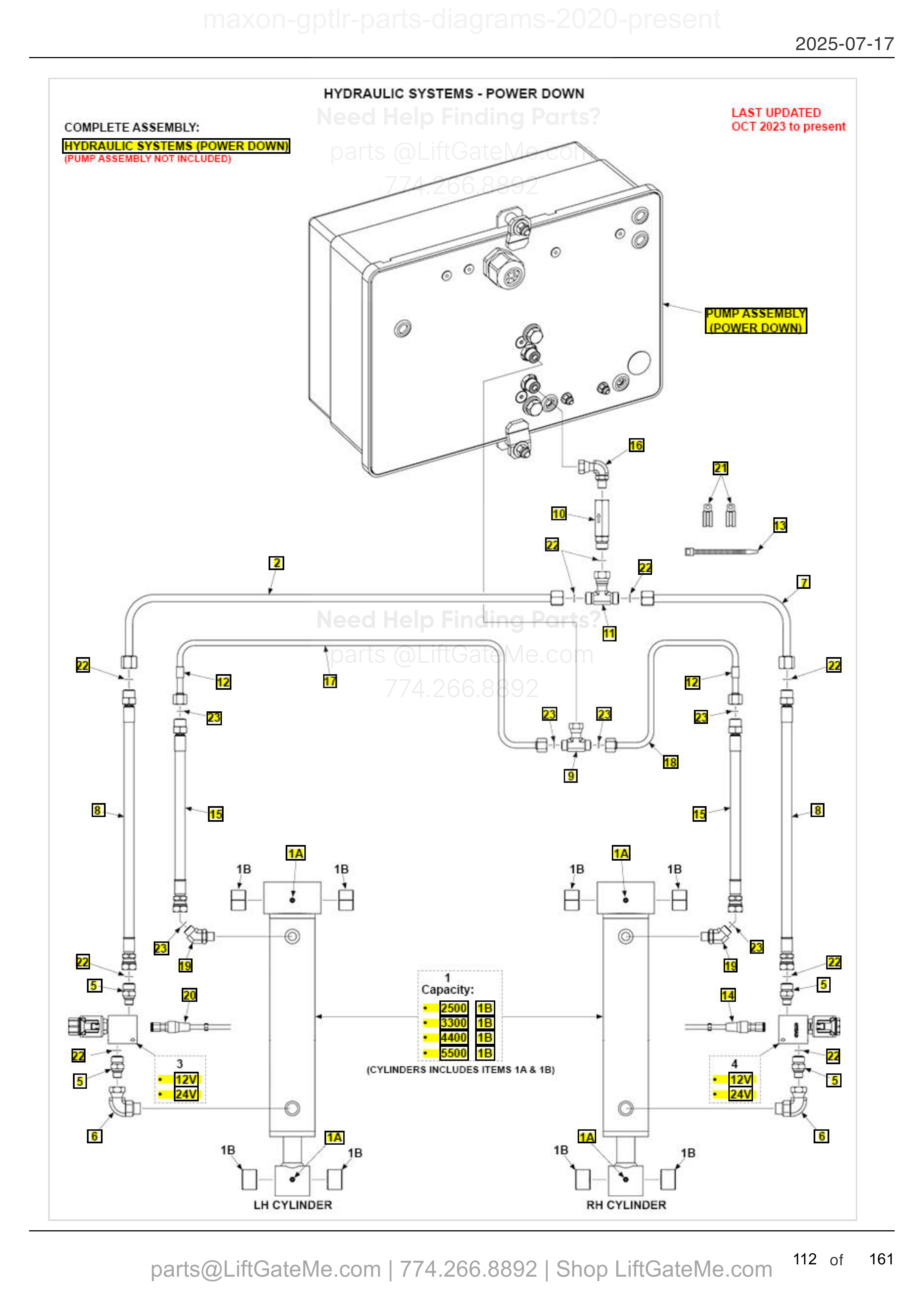 HYDRAULIC SYSTEMS - POWER DOWN diagram