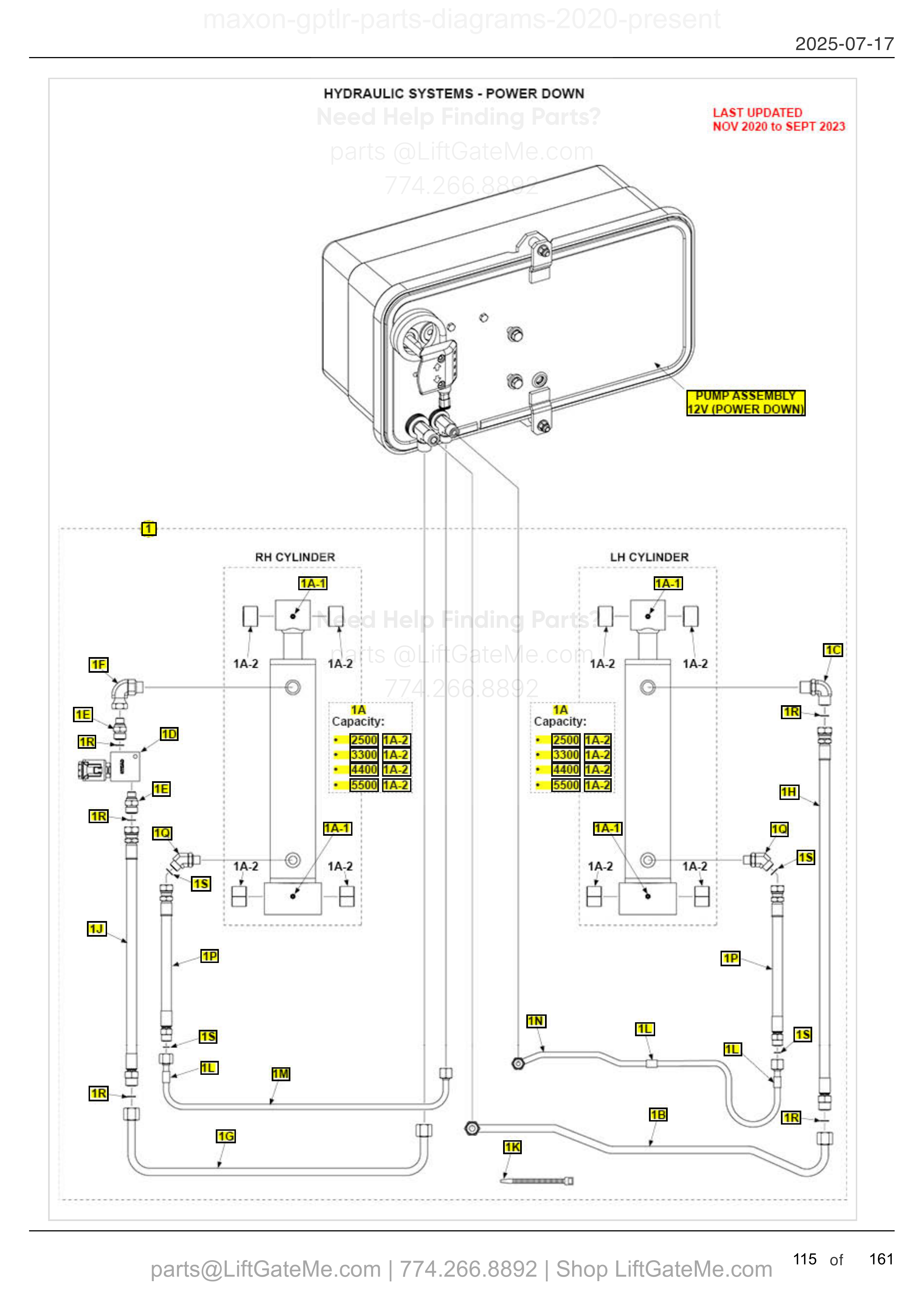 HYDRAULIC SYSTEMS - POWER DOWN diagram