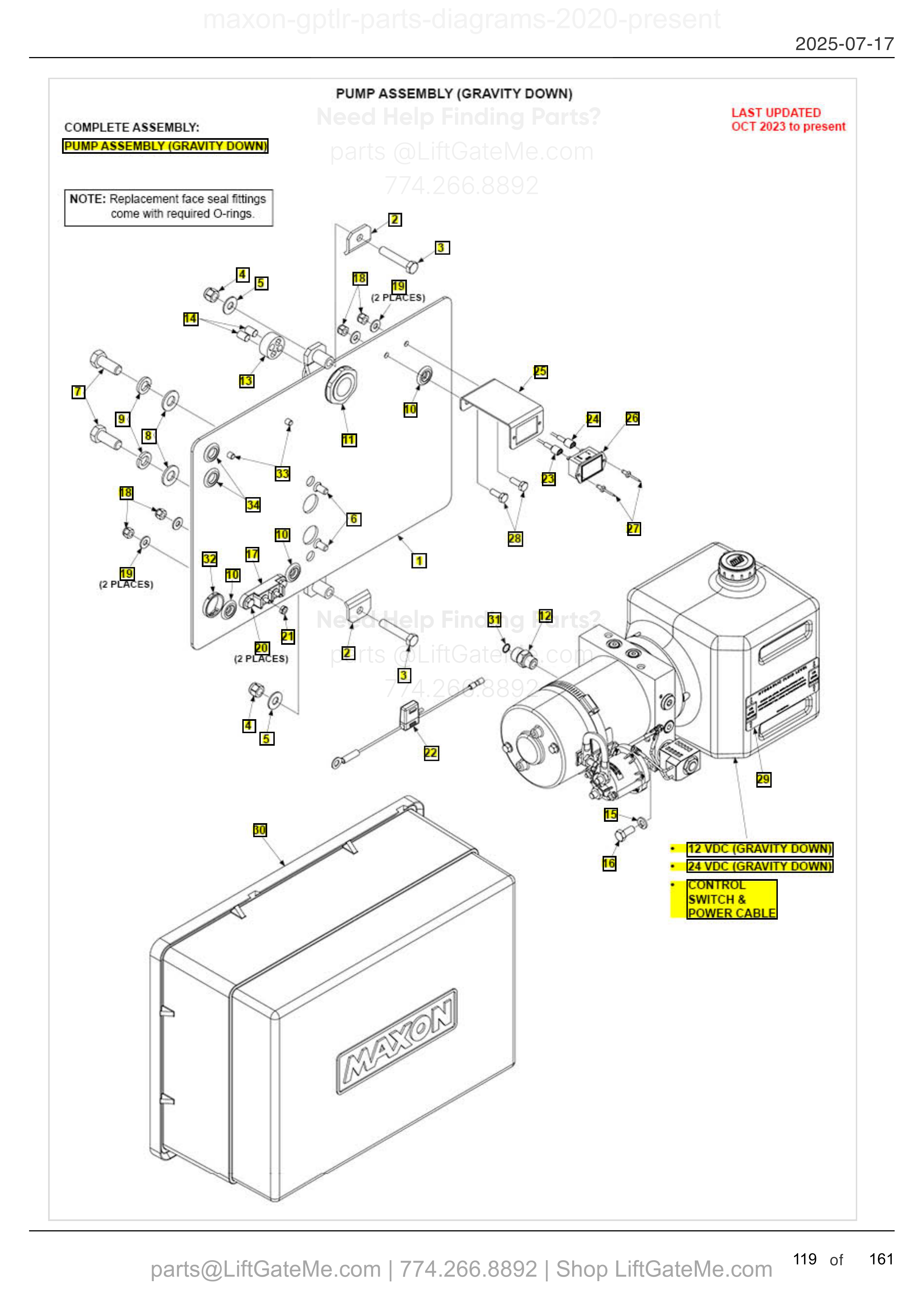 PUMP ASSEMBLY (GRAVITY DOWN) diagram
