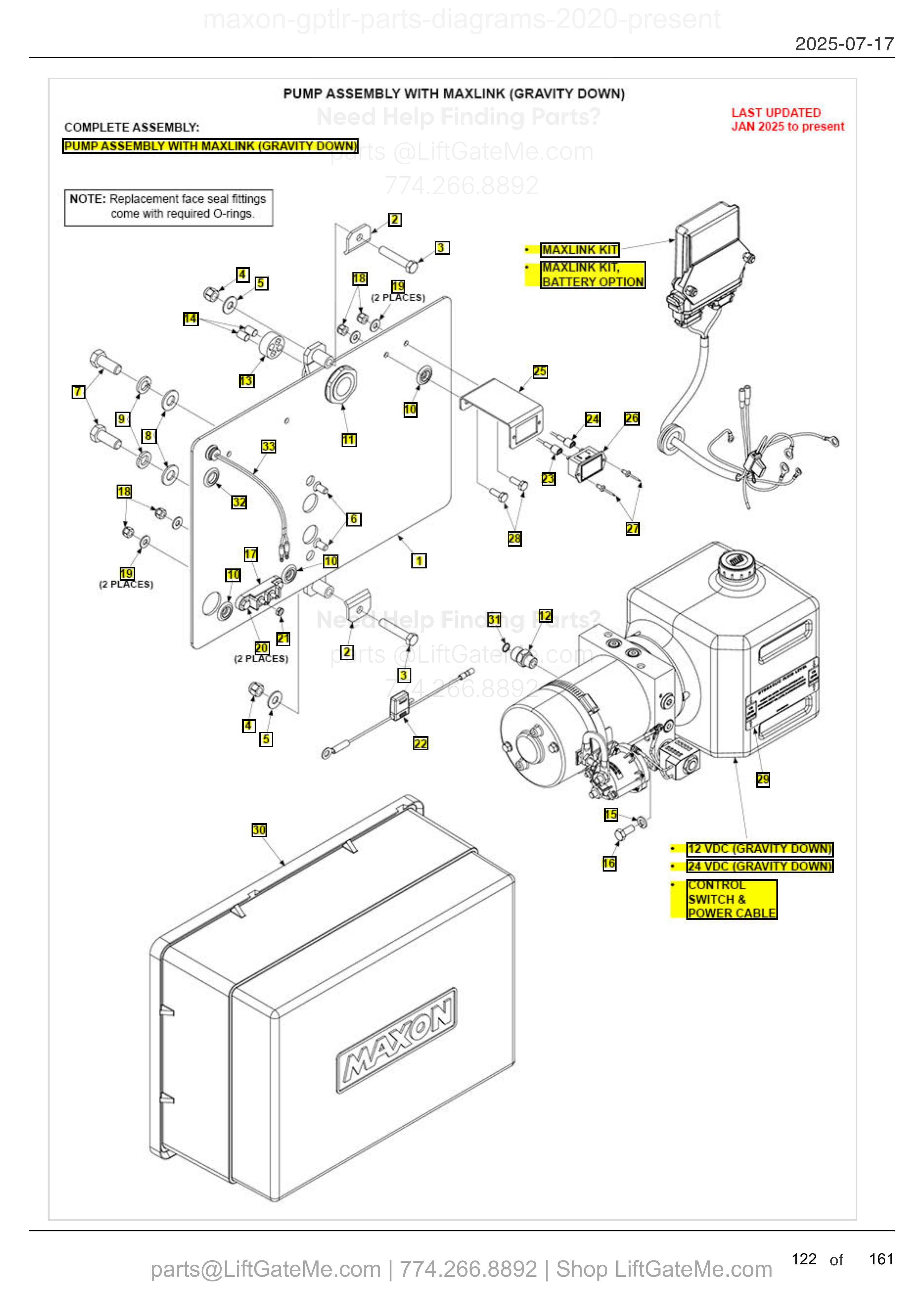PUMP ASSEMBLY WITH MAXLINK (GRAVITY DOWN) diagram