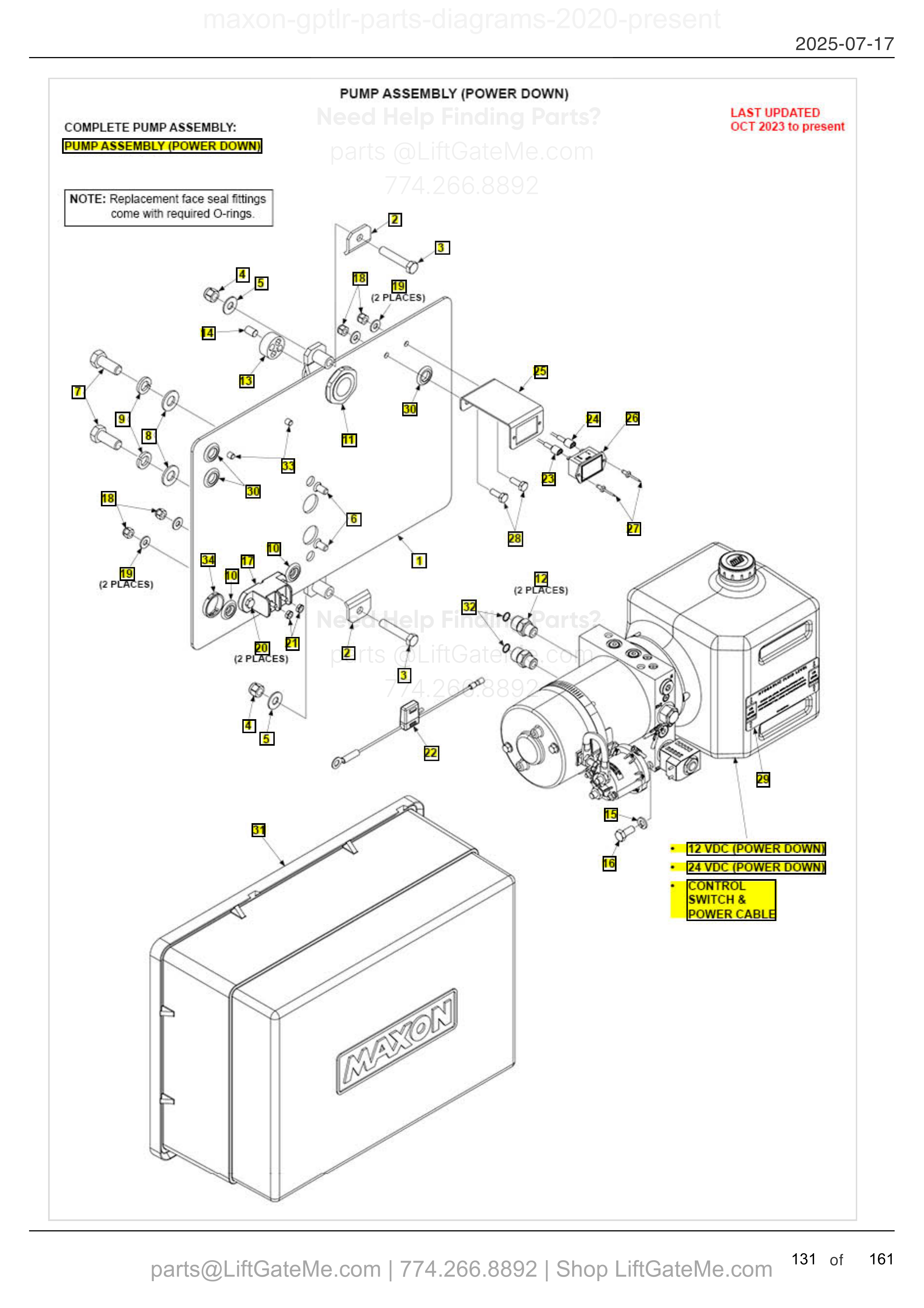 PUMP ASSEMBLY (POWER DOWN) diagram