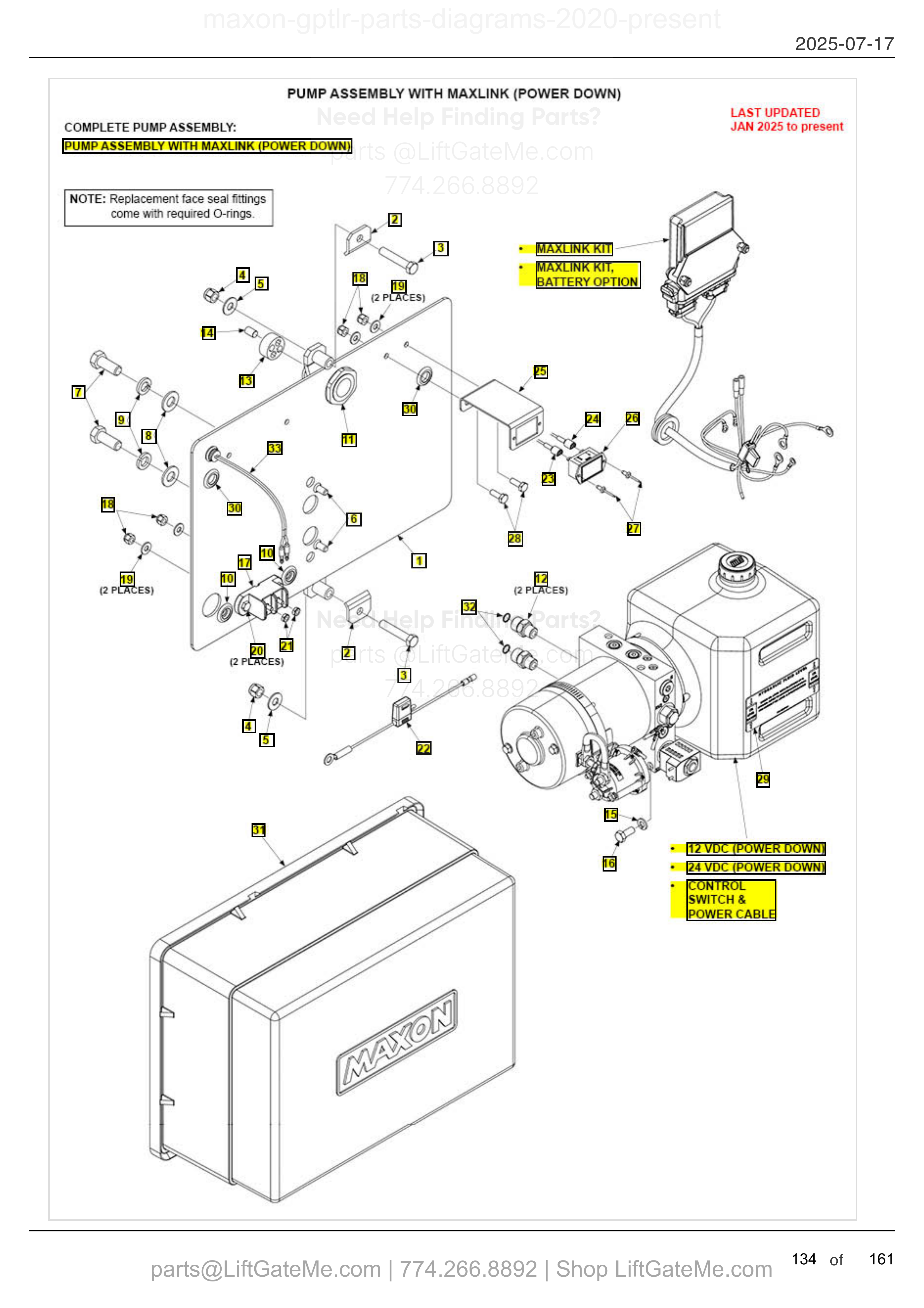 PUMP ASSEMBLY WITH MAXLINK (POWER DOWN) diagram