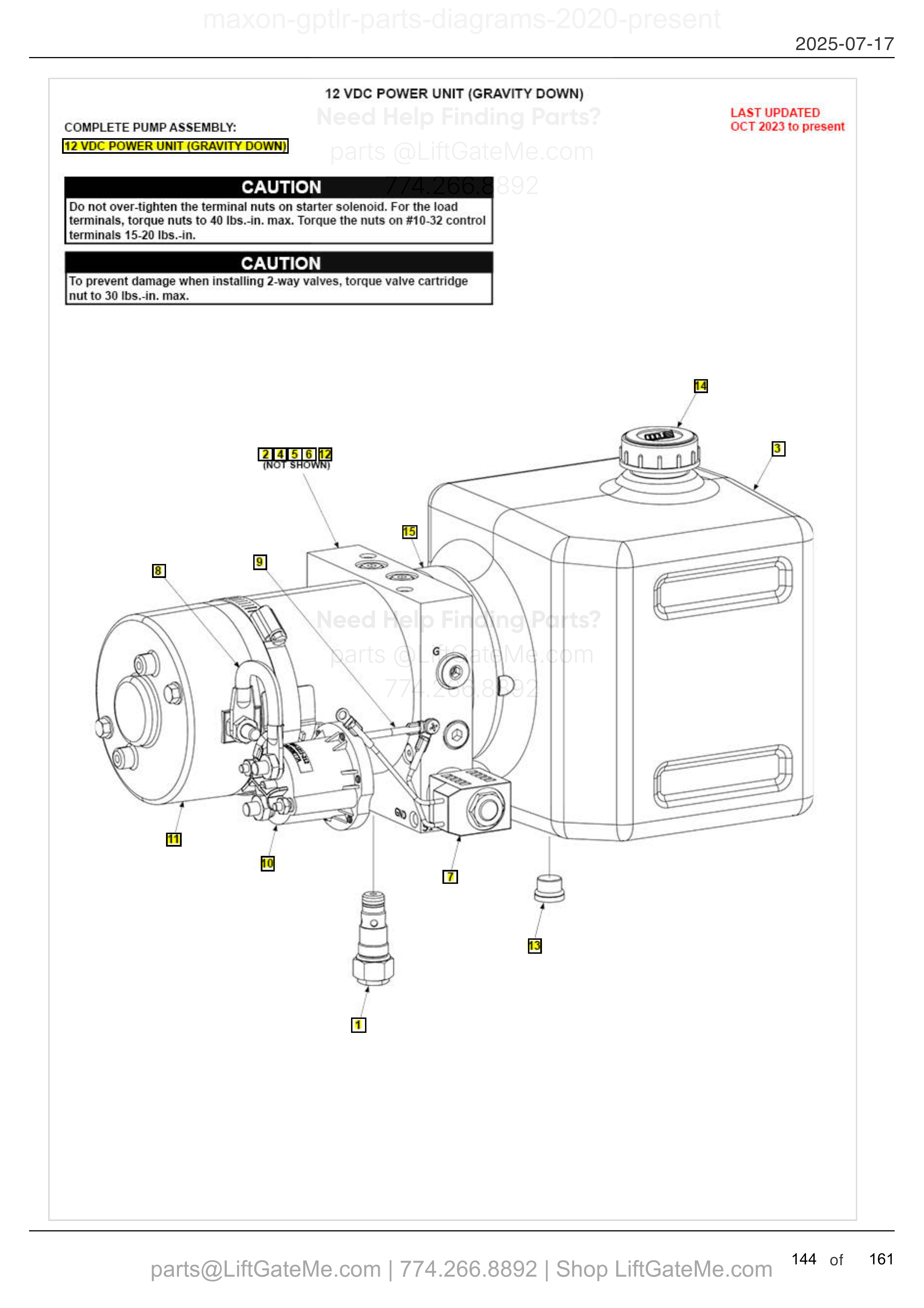 12 VDC POWER UNIT (GRAVITY DOWN) diagram