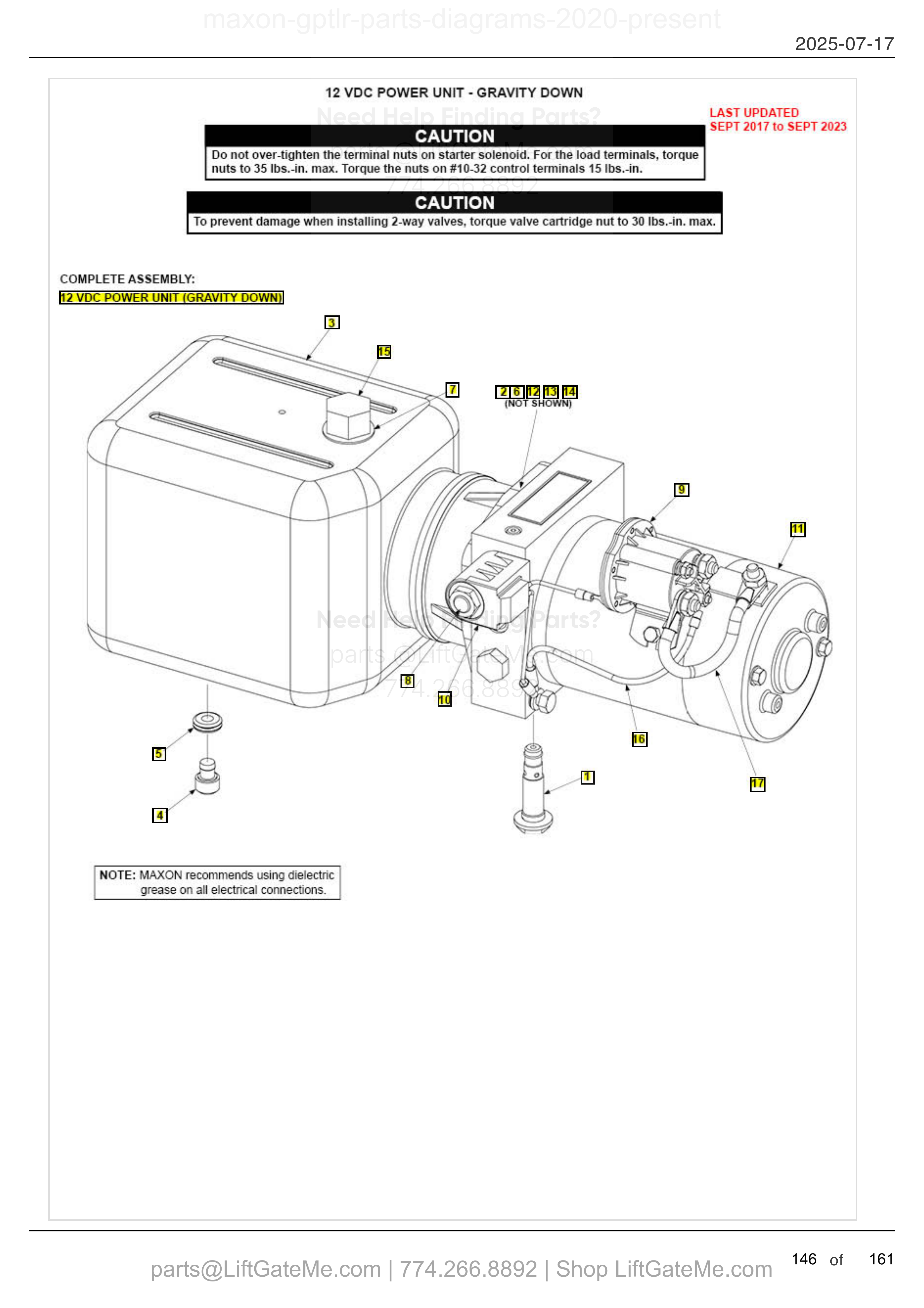 12 VDC POWER UNIT - GRAVITY DOWN diagram