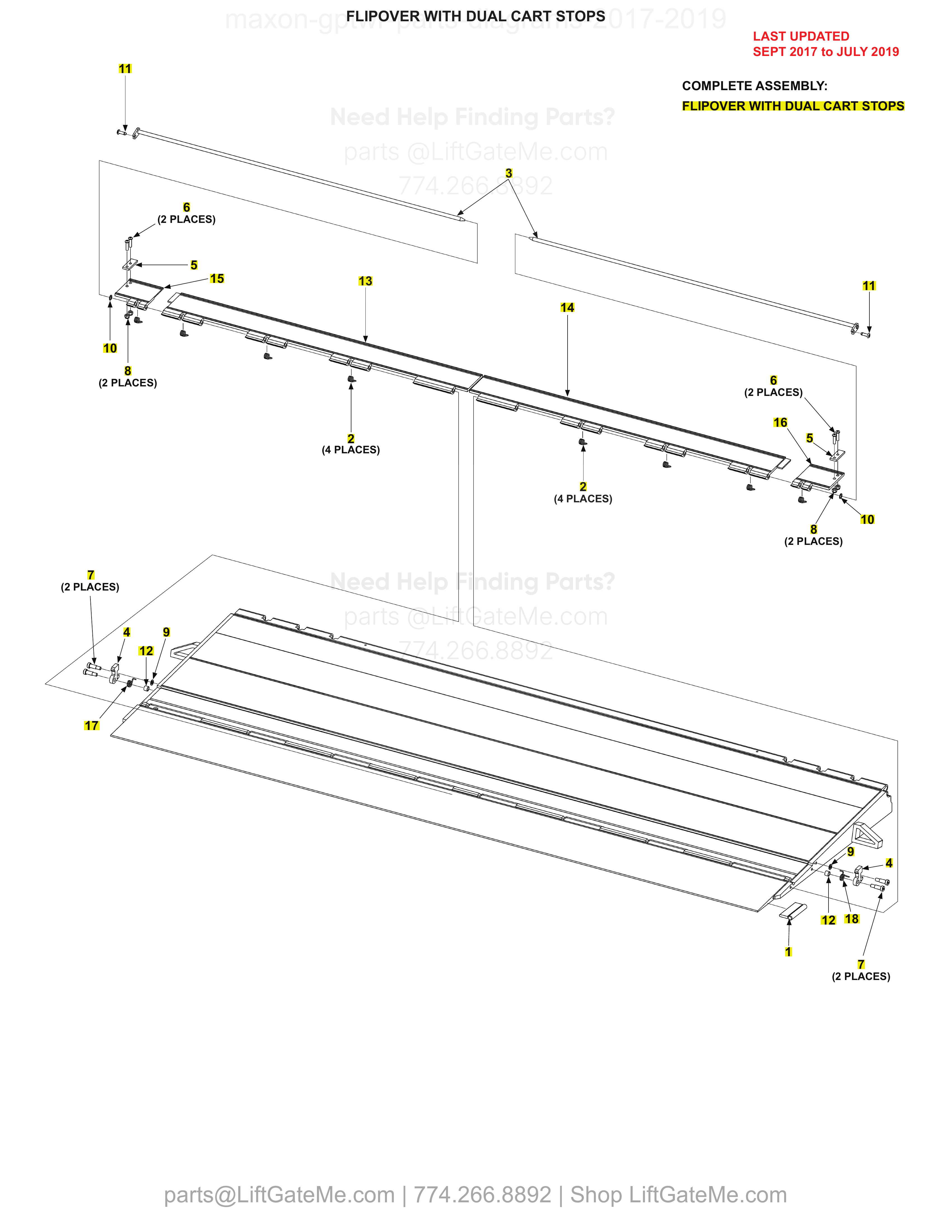 FLIPOVER WITH DUAL CART STOPS diagram