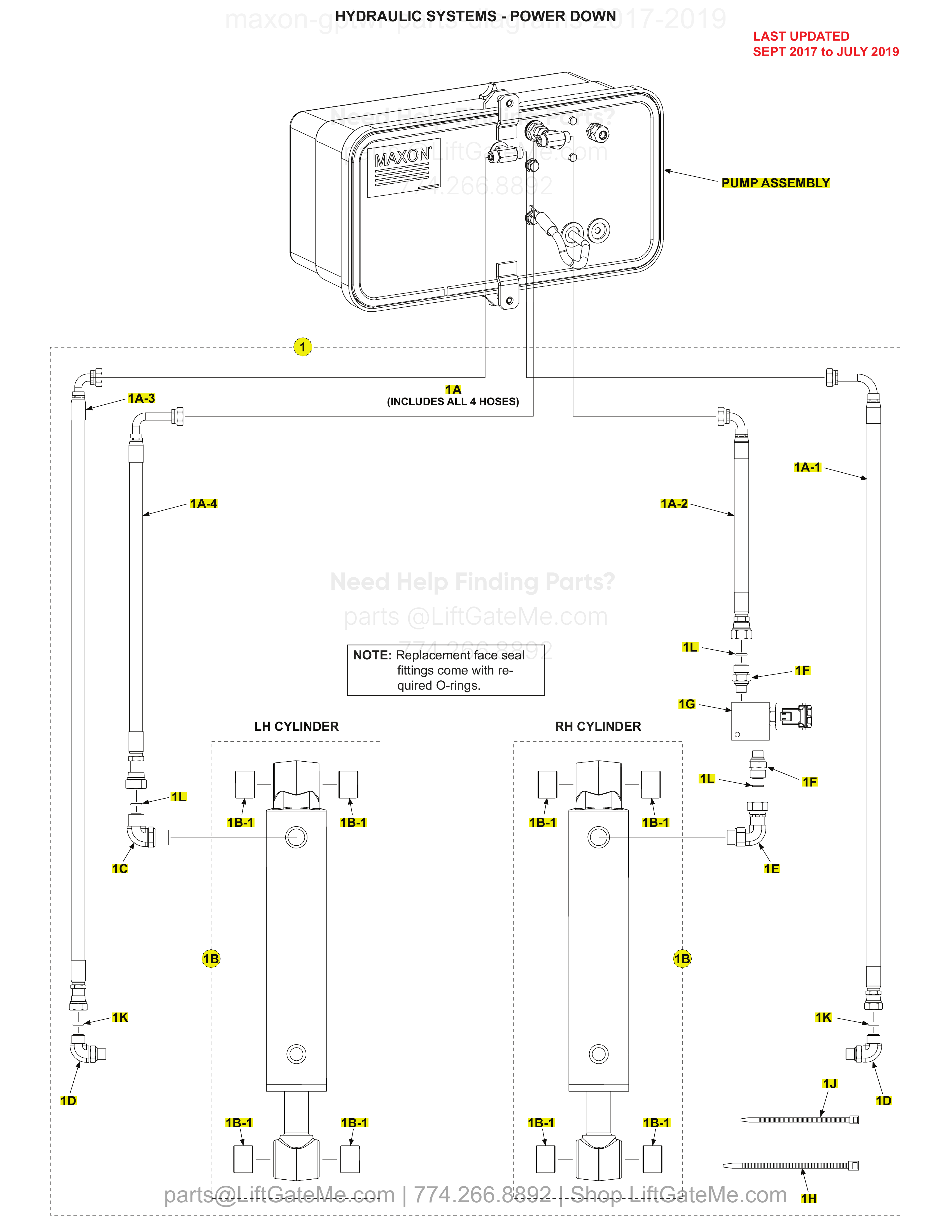 HYDRAULIC SYSTEMS - POWER DOWN diagram