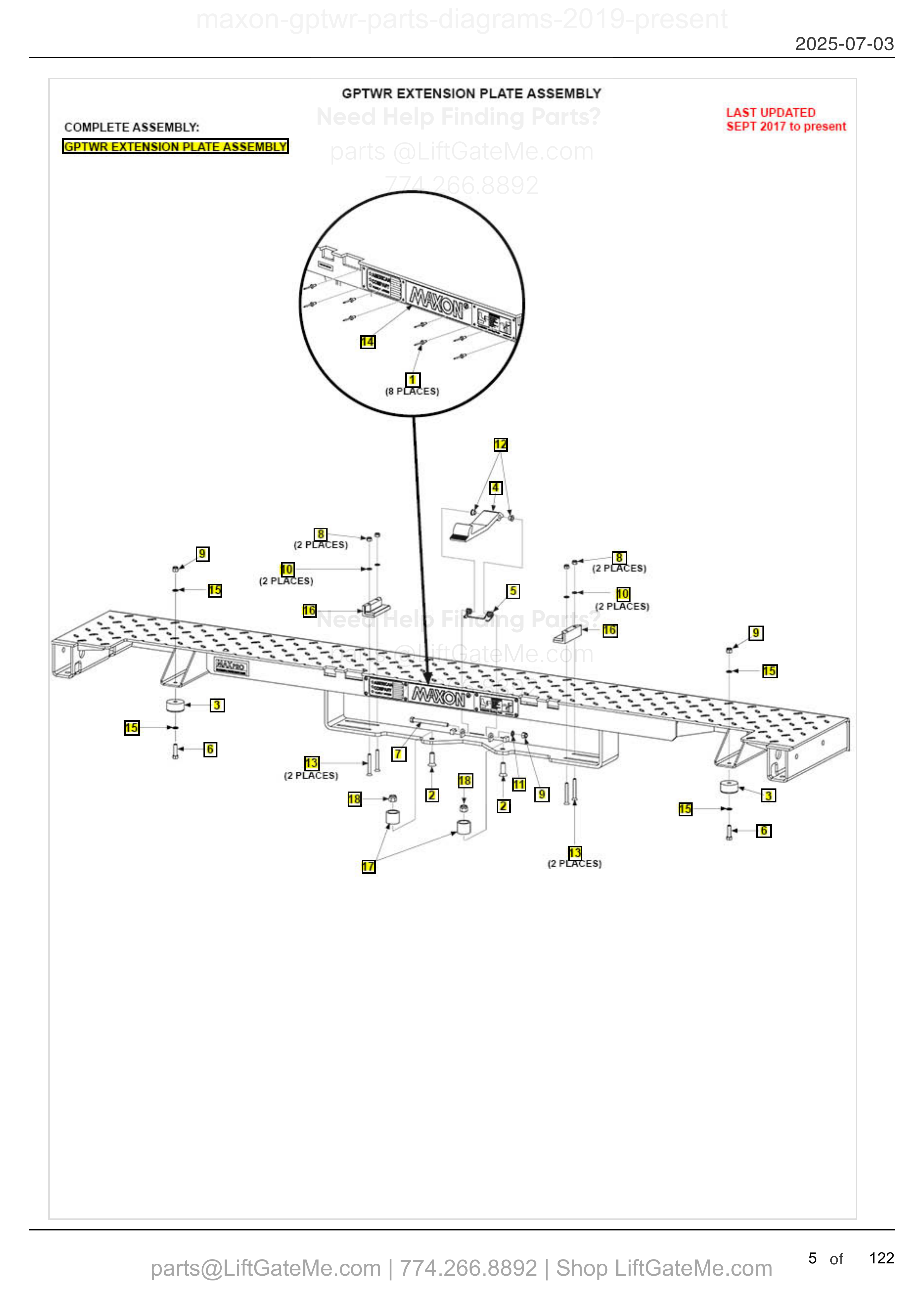 GPTWR EXTENSION PLATE ASSEMBLY diagram