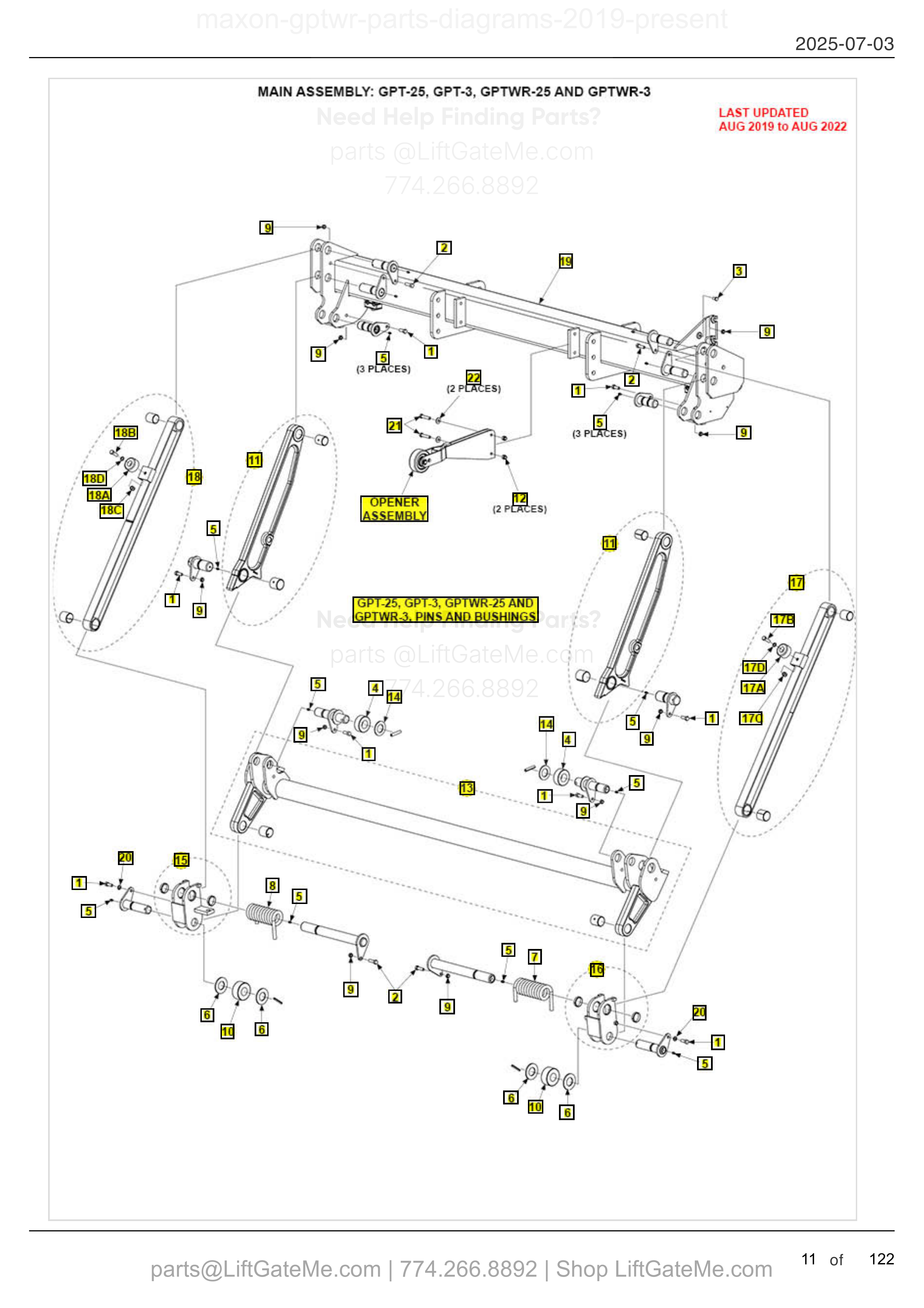 MAIN ASSEMBLY: GPT-25, GPT-3, GPTWR-25 AND GPTWR-3 diagram
