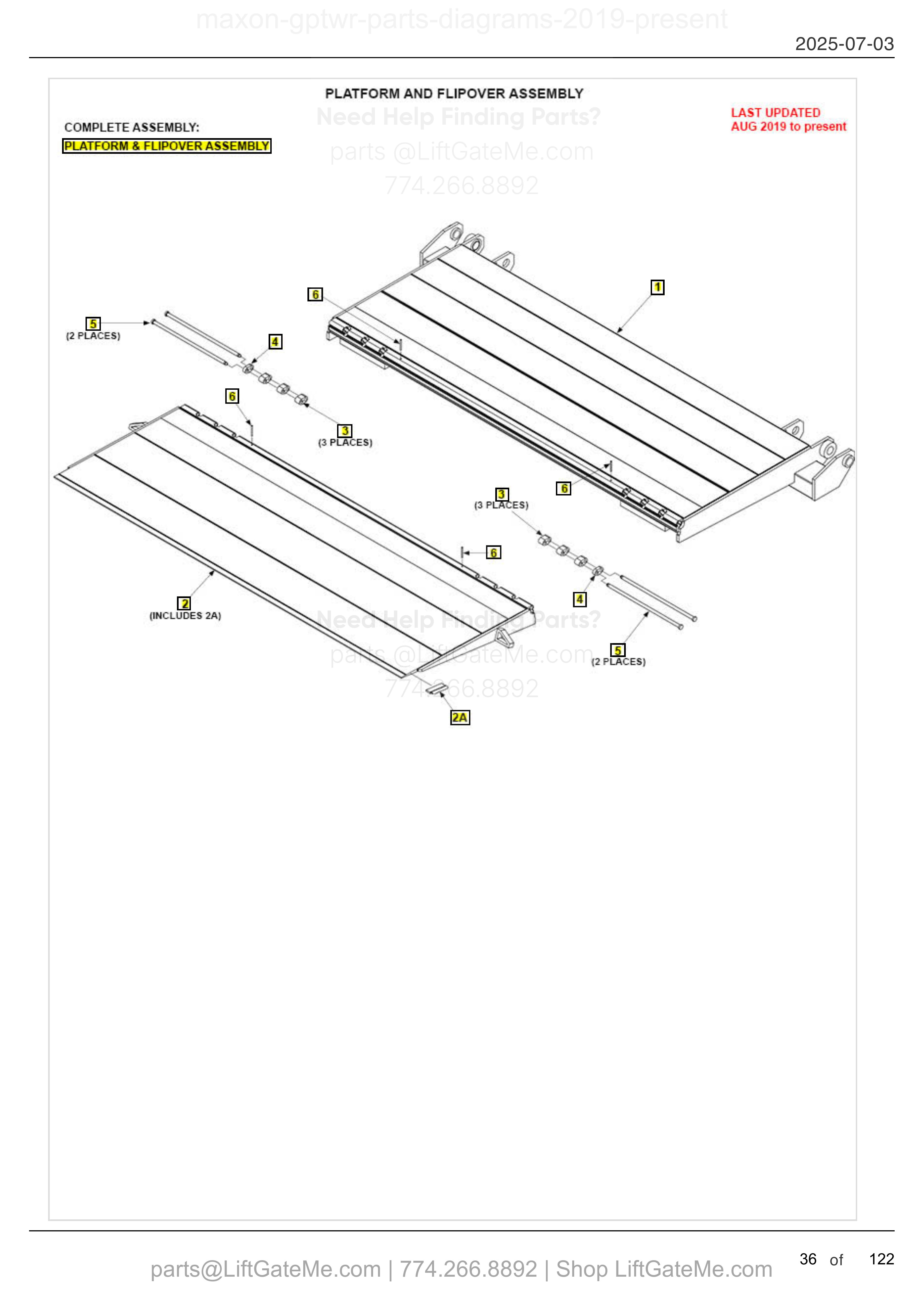 PLATFORM AND FLIPOVER ASSEMBLY diagram