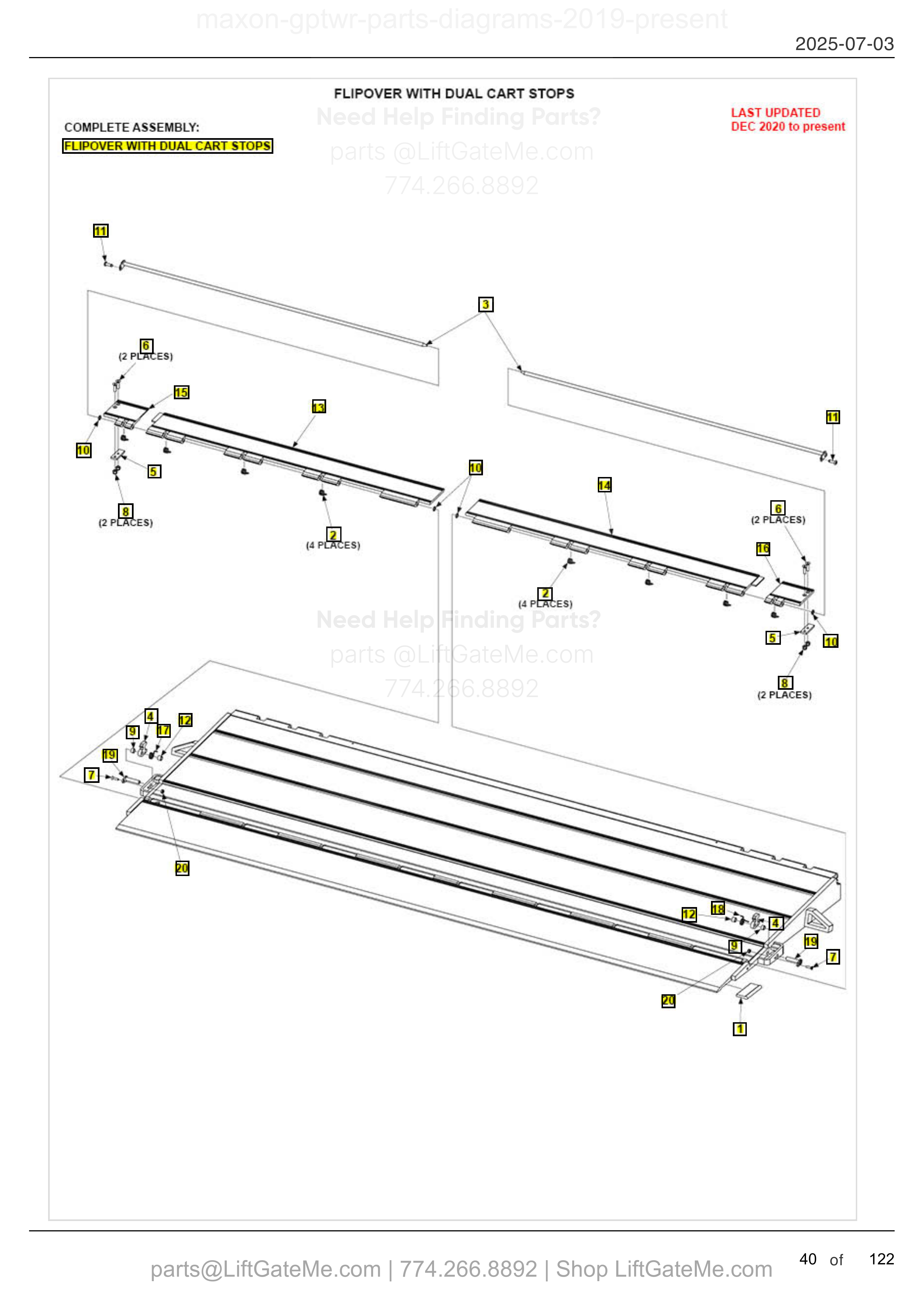 FLIPOVER WITH DUAL CART STOPS diagram