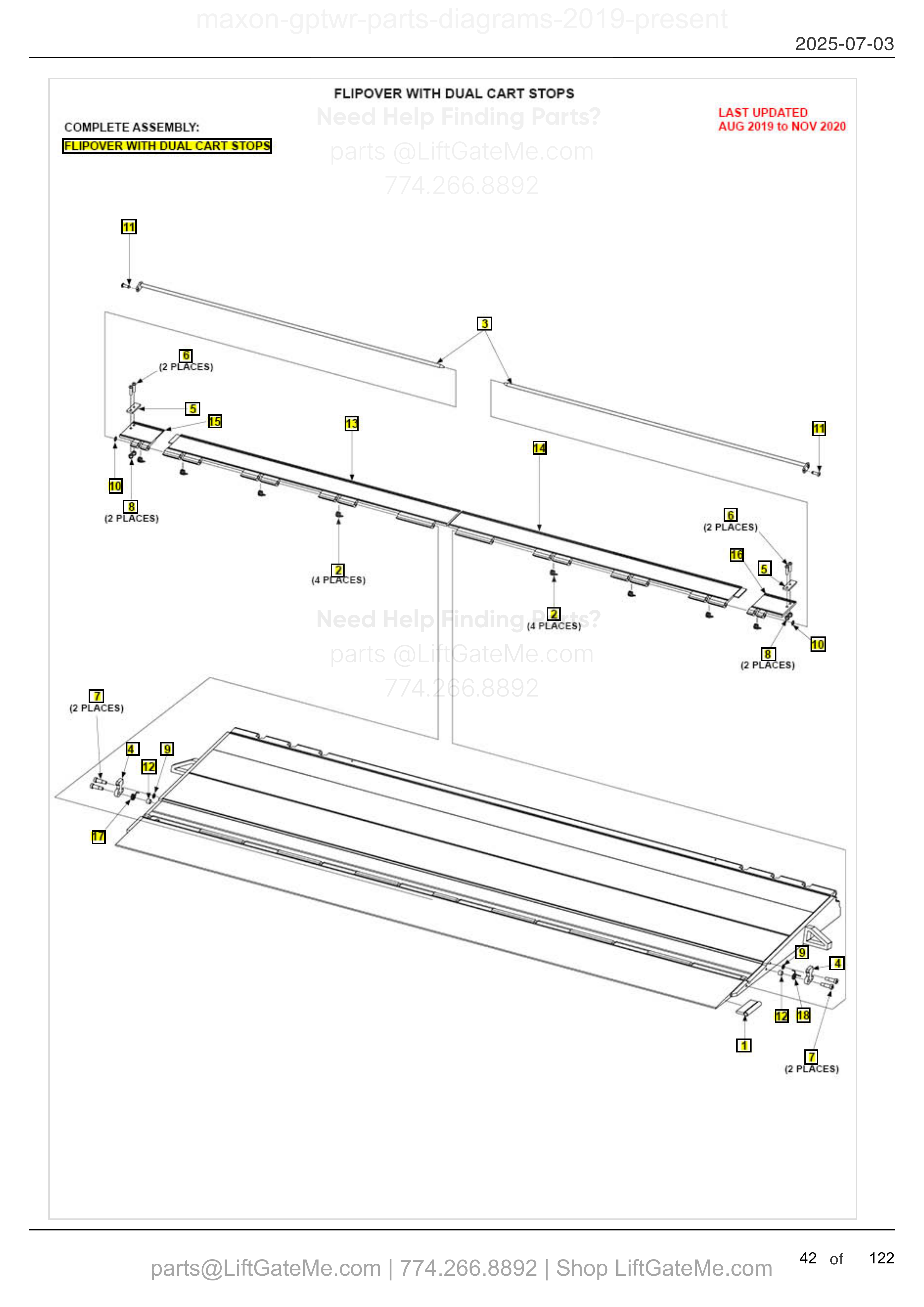 FLIPOVER WITH DUAL CART STOPS diagram