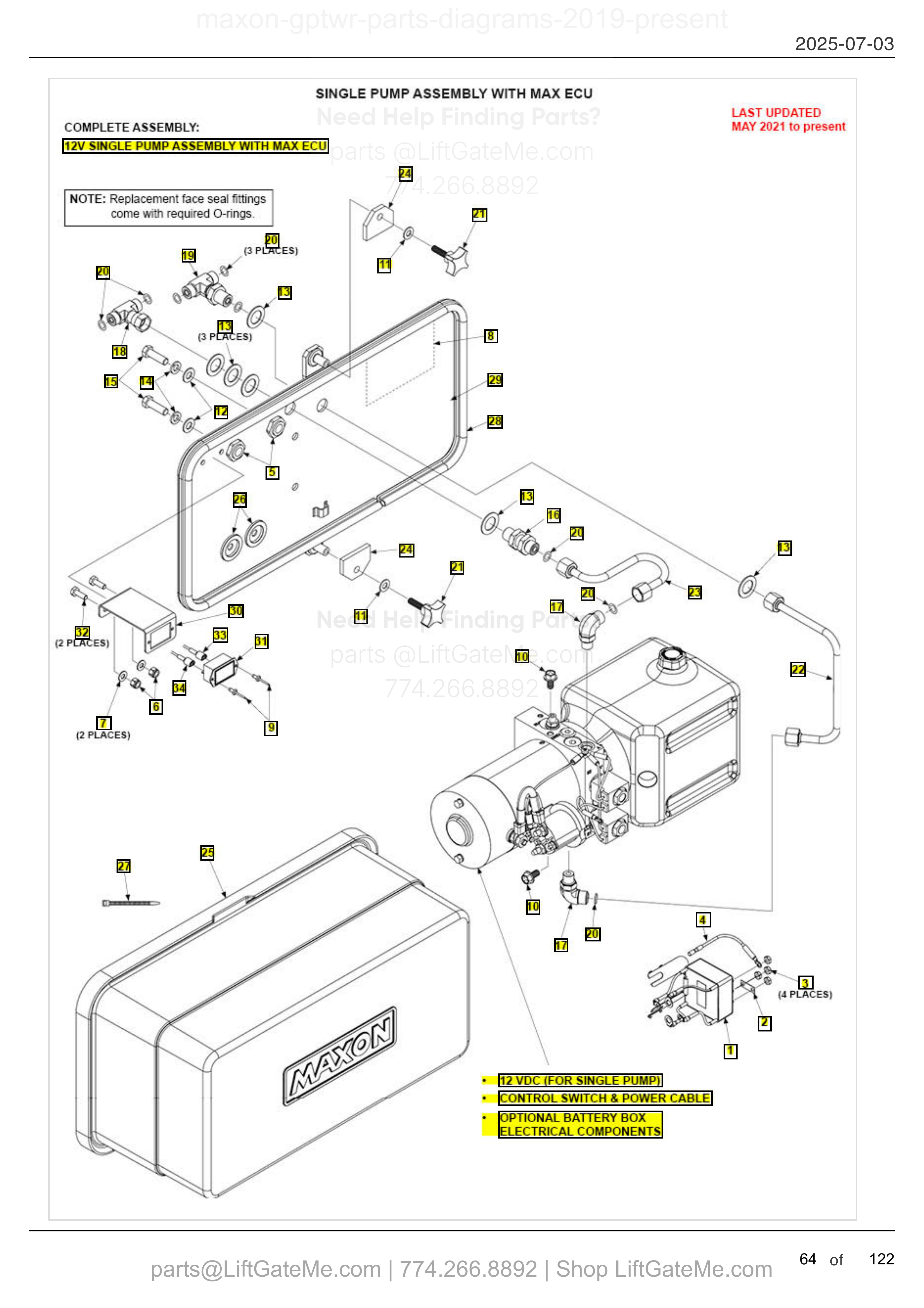 SINGLE PUMP ASSEMBLY WITH MAX ECU diagram