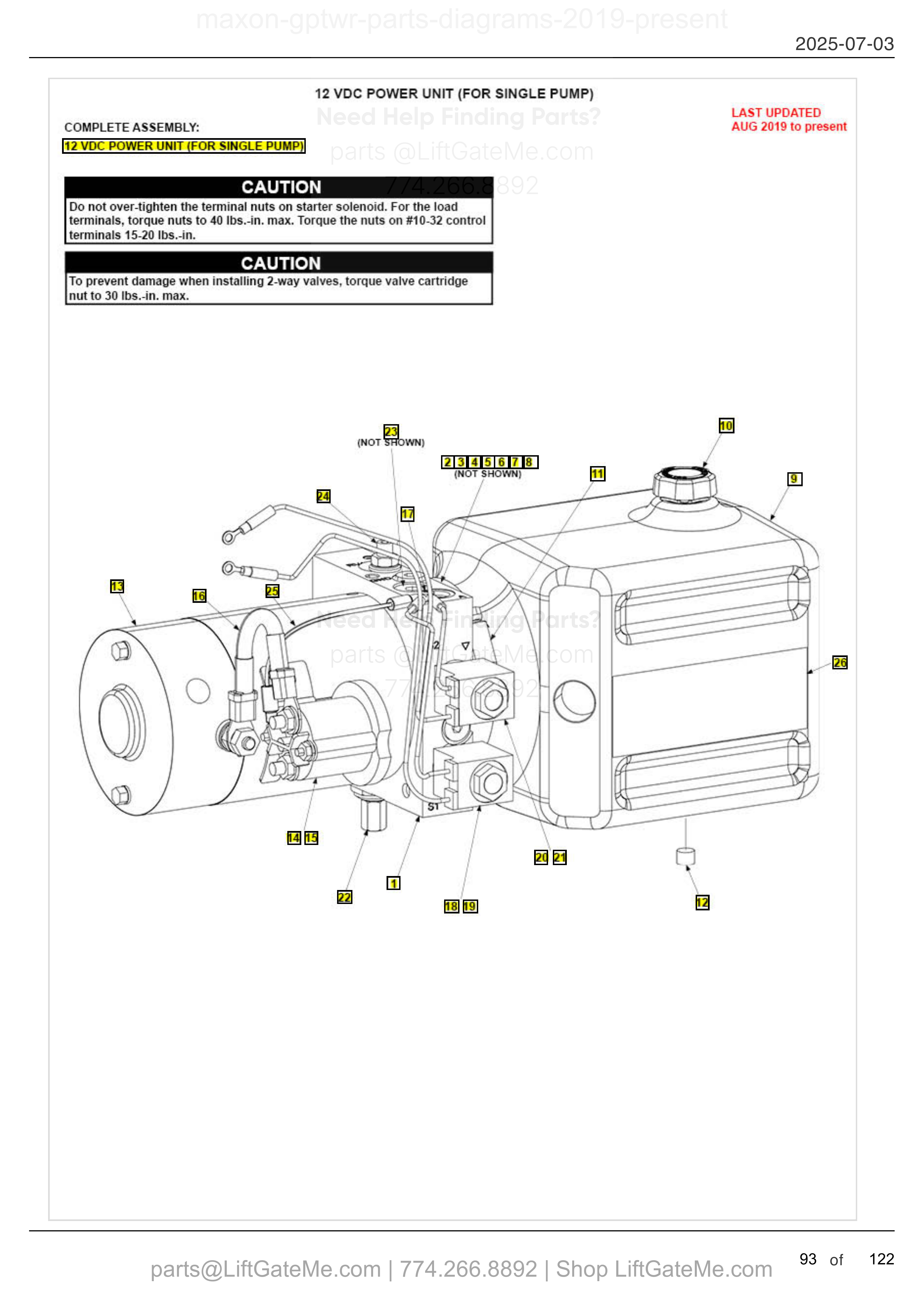 12 VDC POWER UNIT (FOR SINGLE PUMP) diagram