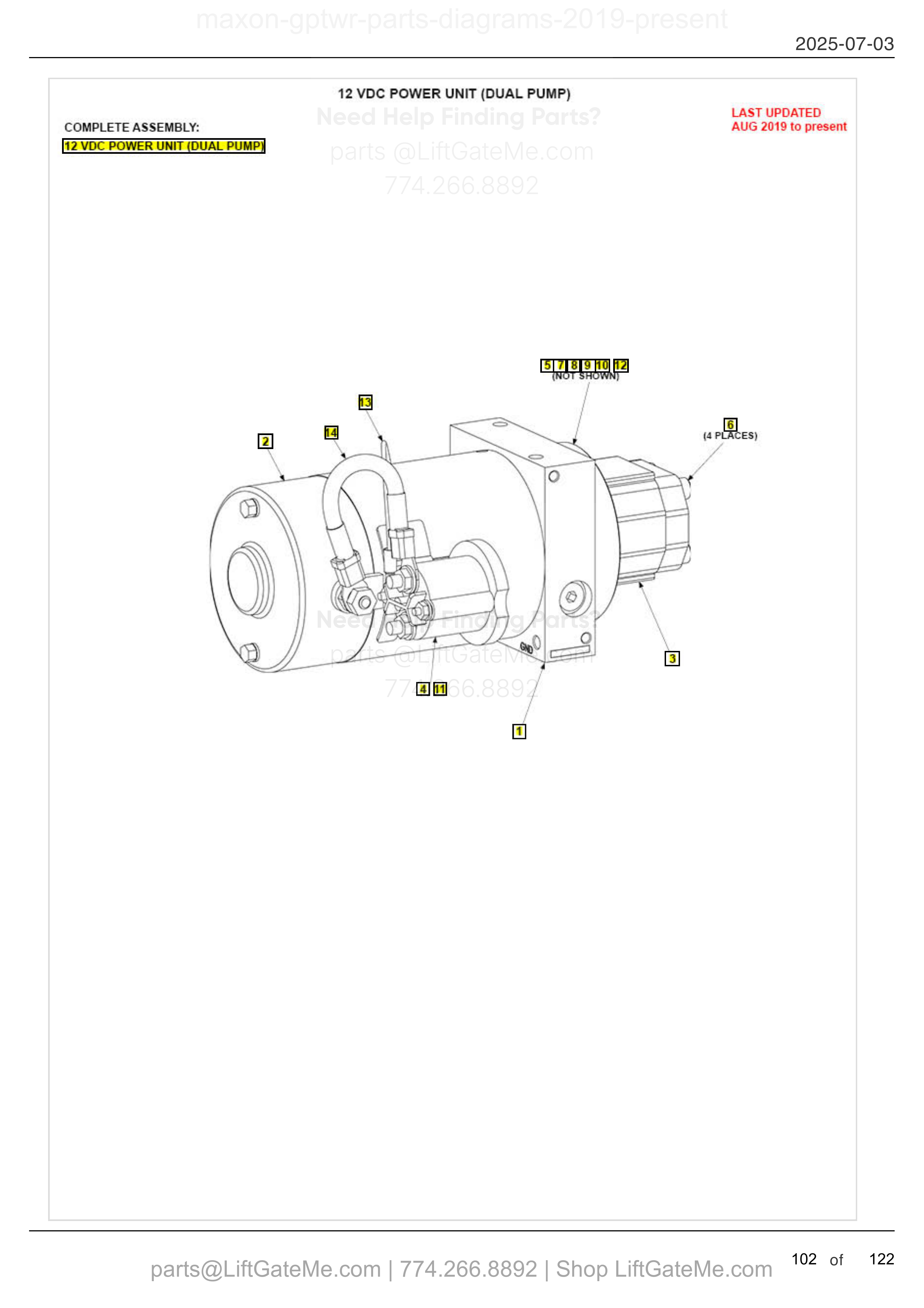 12 VDC POWER UNIT (DUAL PUMP) diagram