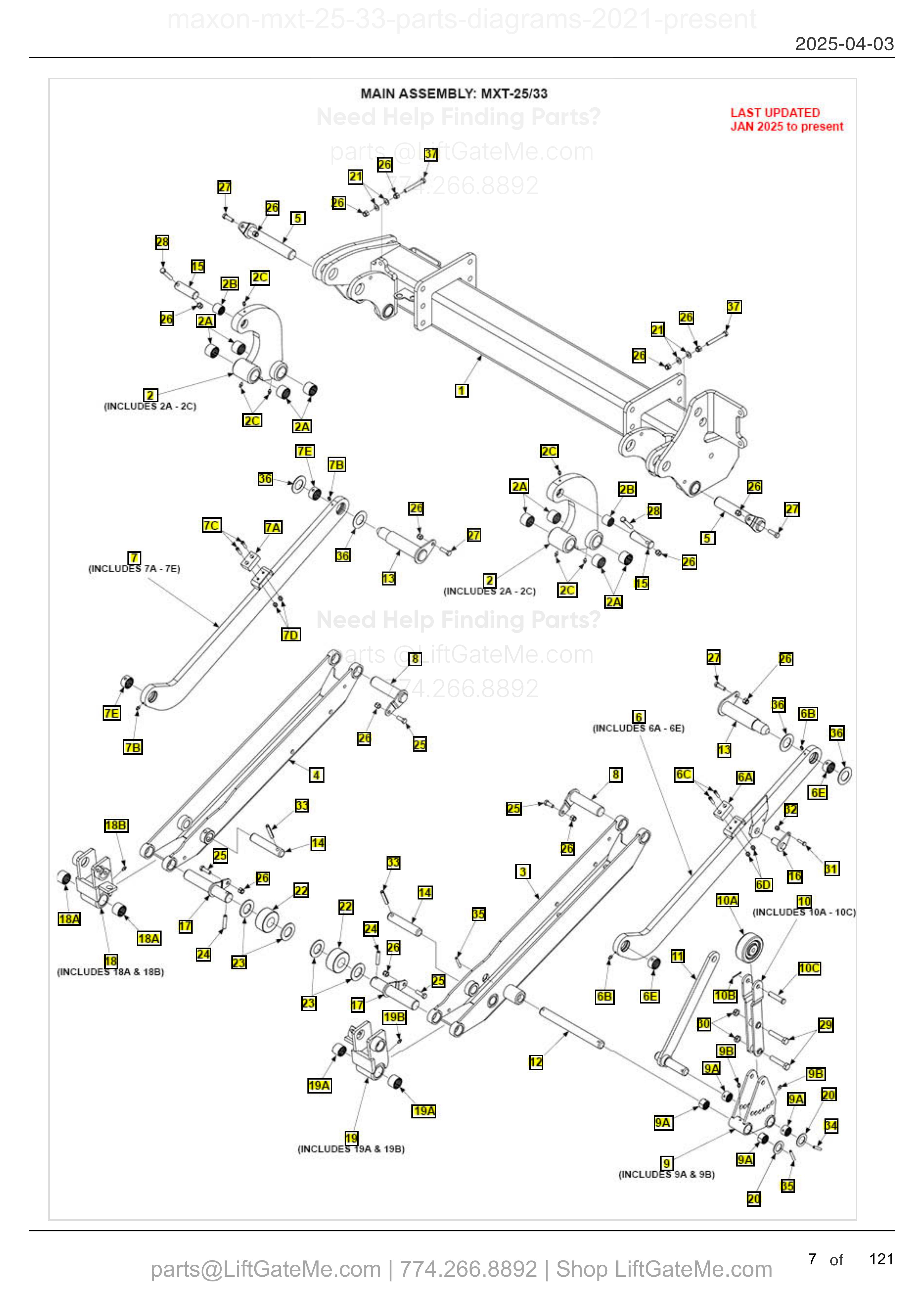 MAIN ASSEMBLY: MXT-25/33 diagram