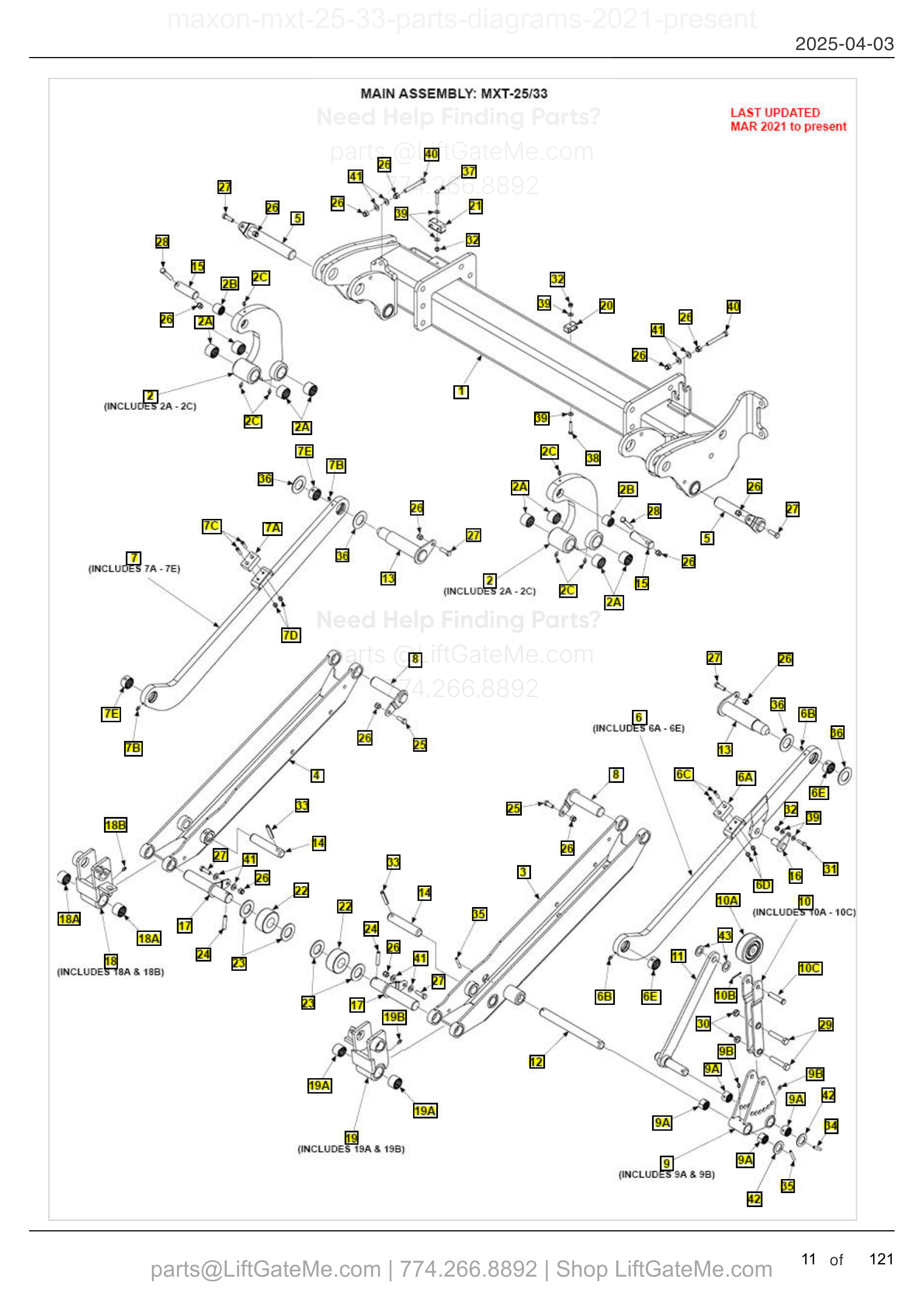 MAIN ASSEMBLY: MXT-25/33 diagram