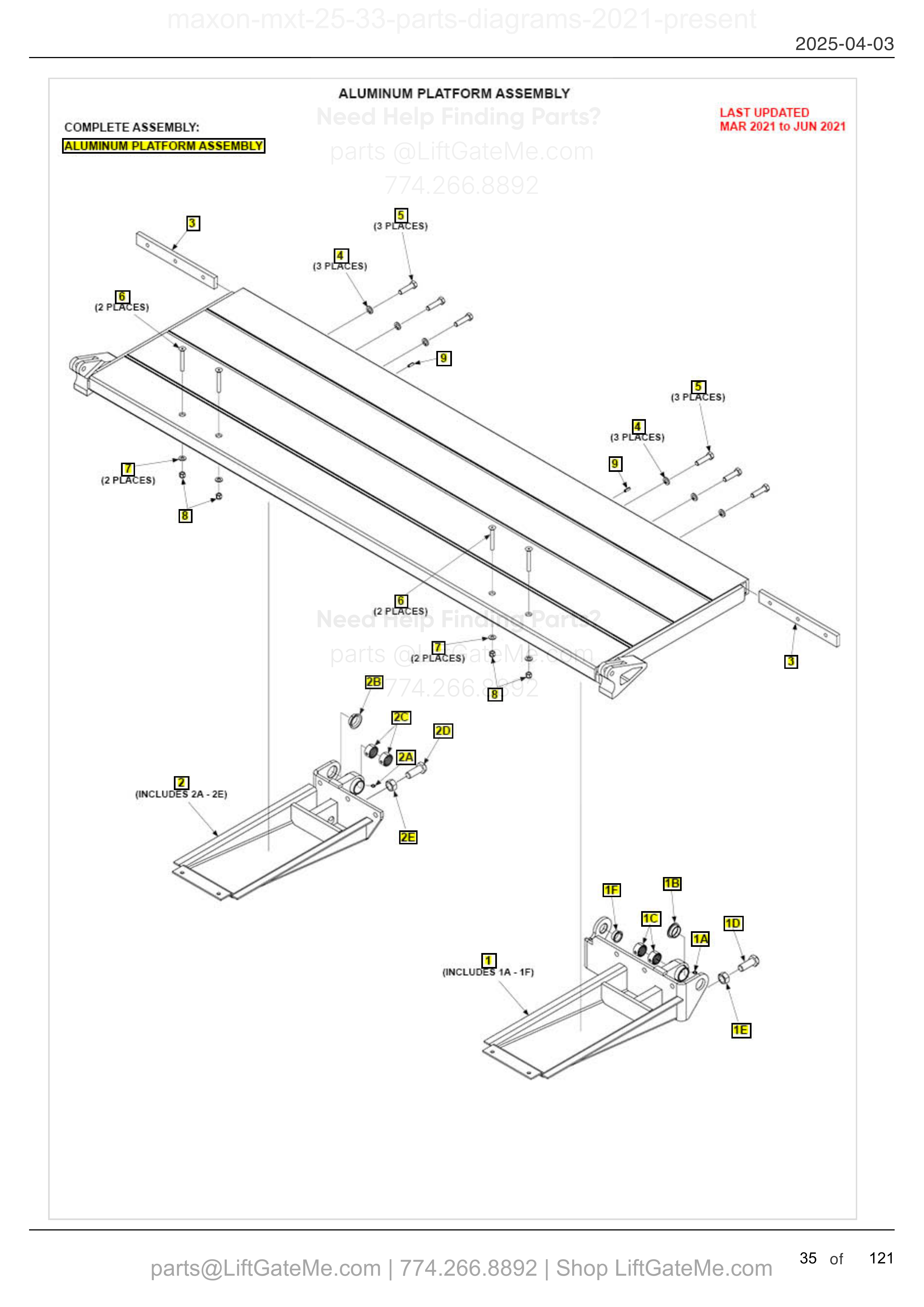 ALUMINUM PLATFORM ASSEMBLY diagram