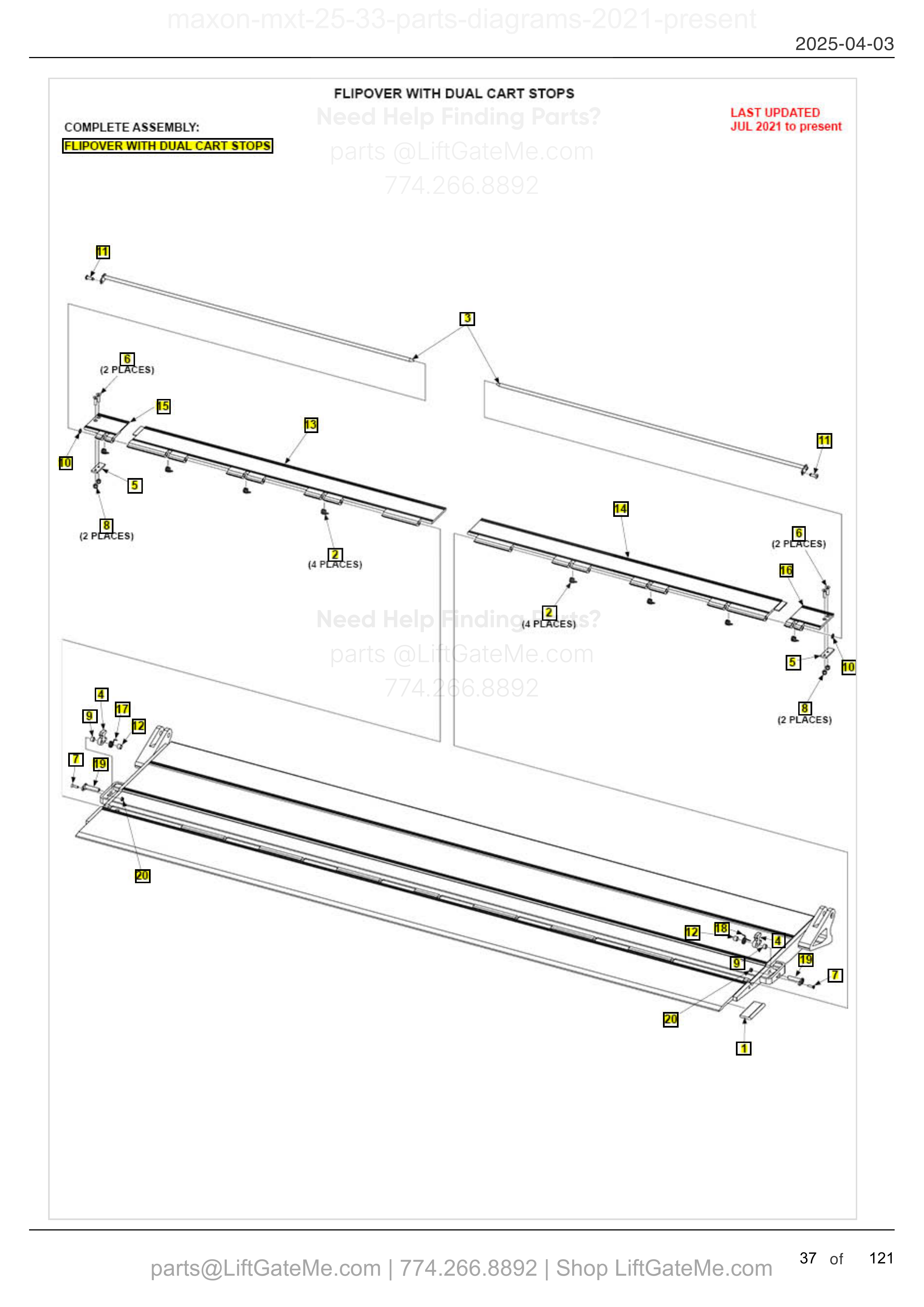 FLIPOVER WITH DUAL CART STOPS diagram