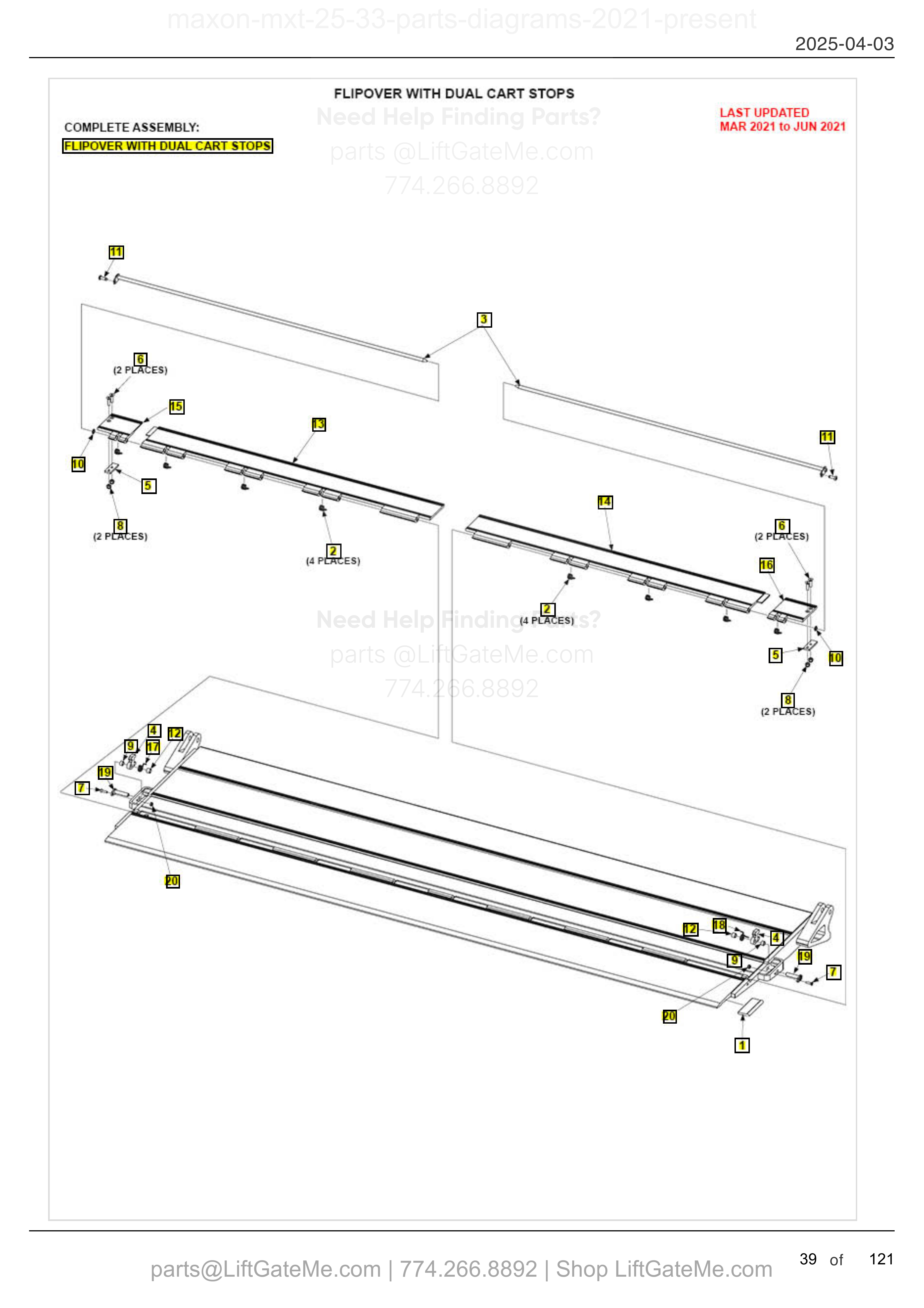 FLIPOVER WITH DUAL CART STOPS diagram