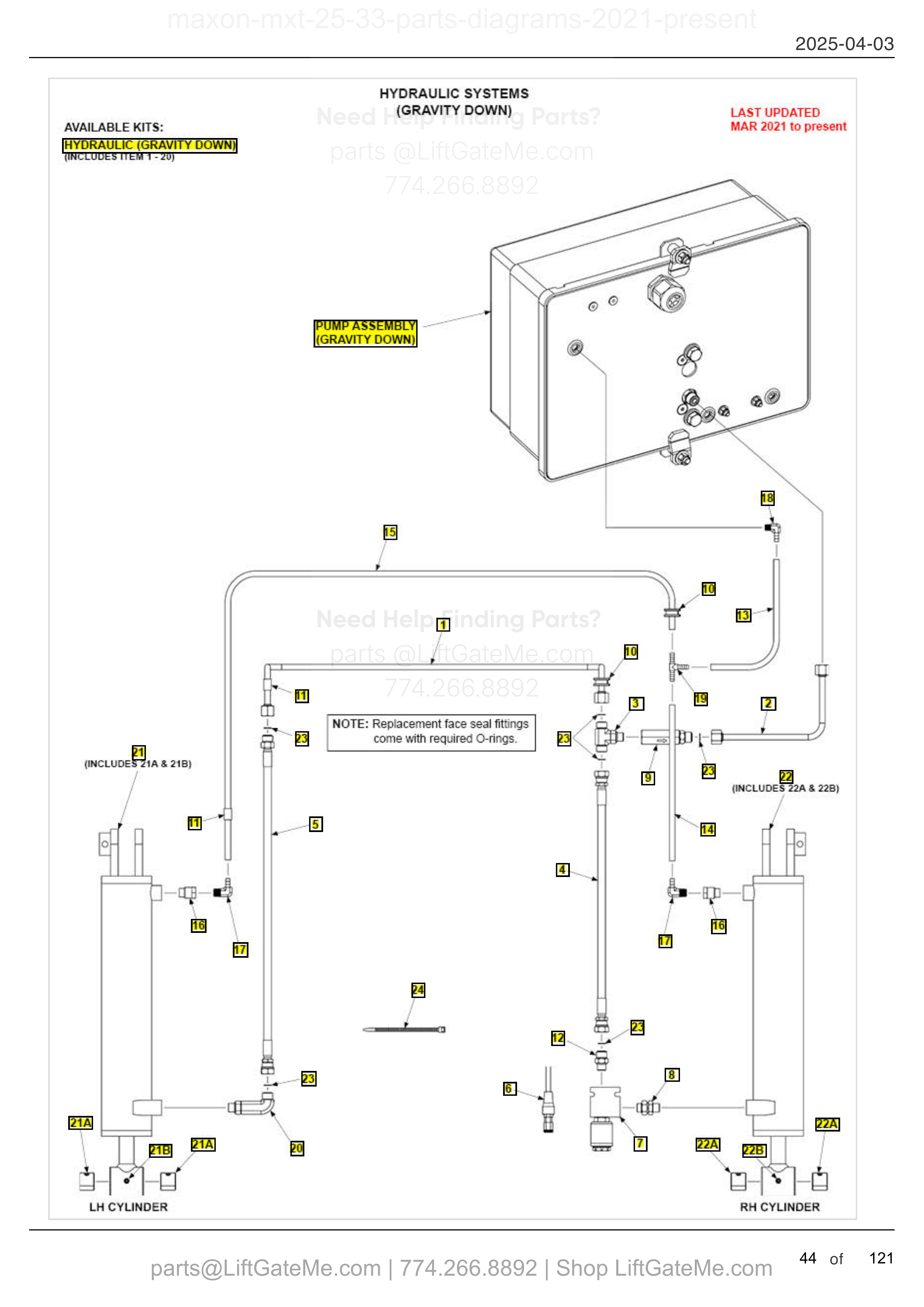 HYDRAULIC SYSTEMS (GRAVITY DOWN) diagram