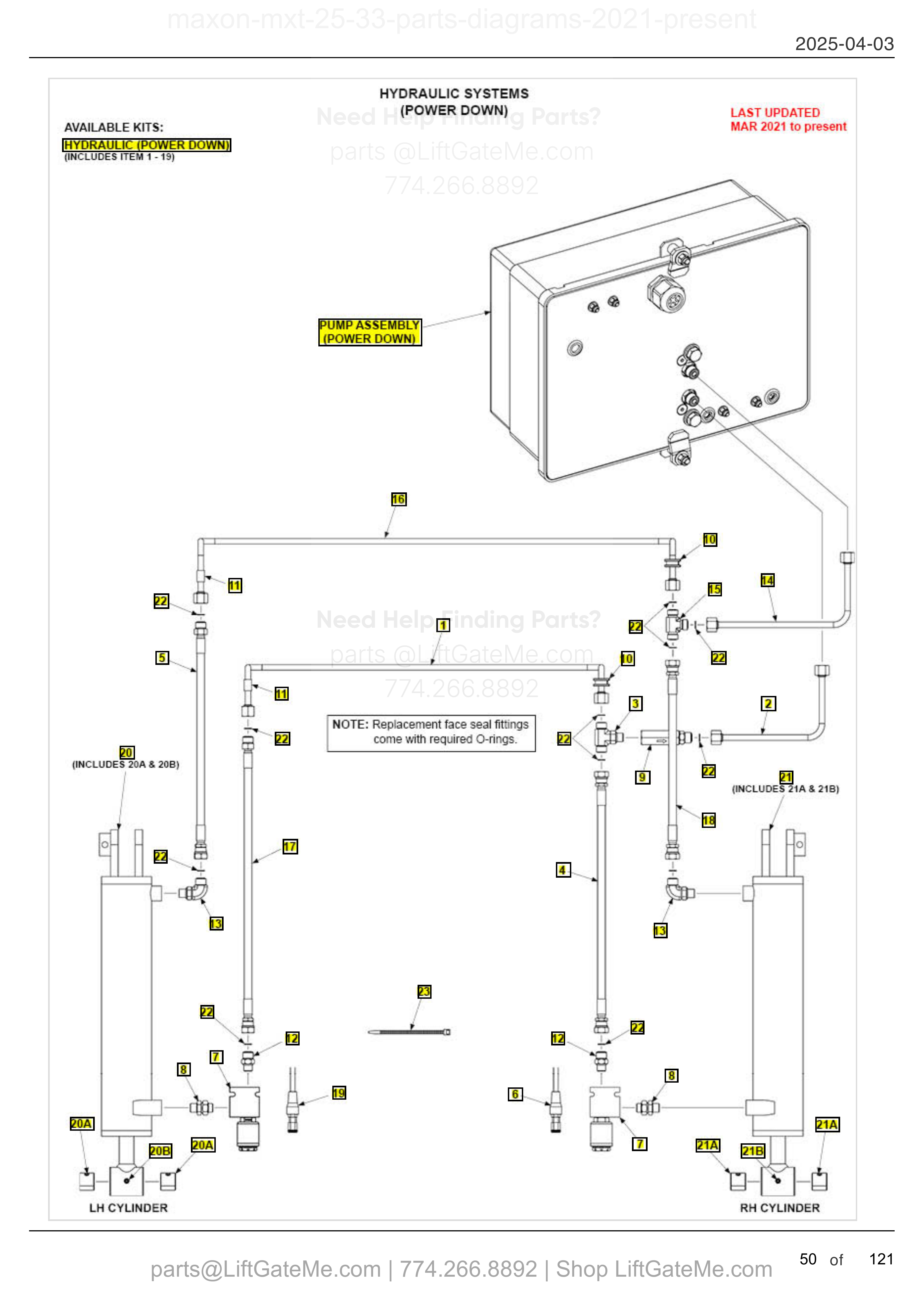 HYDRAULIC SYSTEMS (POWER DOWN) diagram