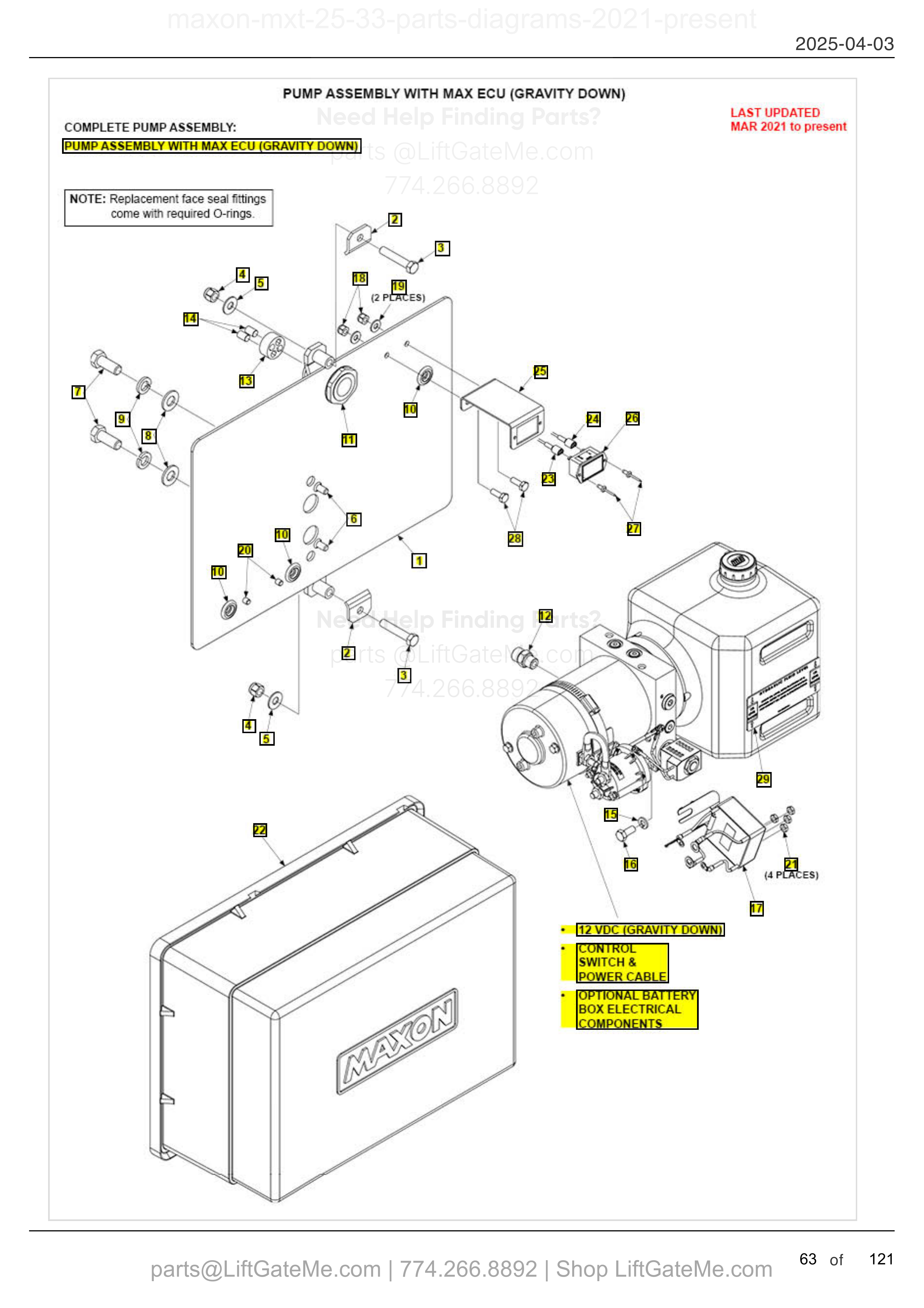 PUMP ASSEMBLY WITH MAX ECU (GRAVITY DOWN) diagram