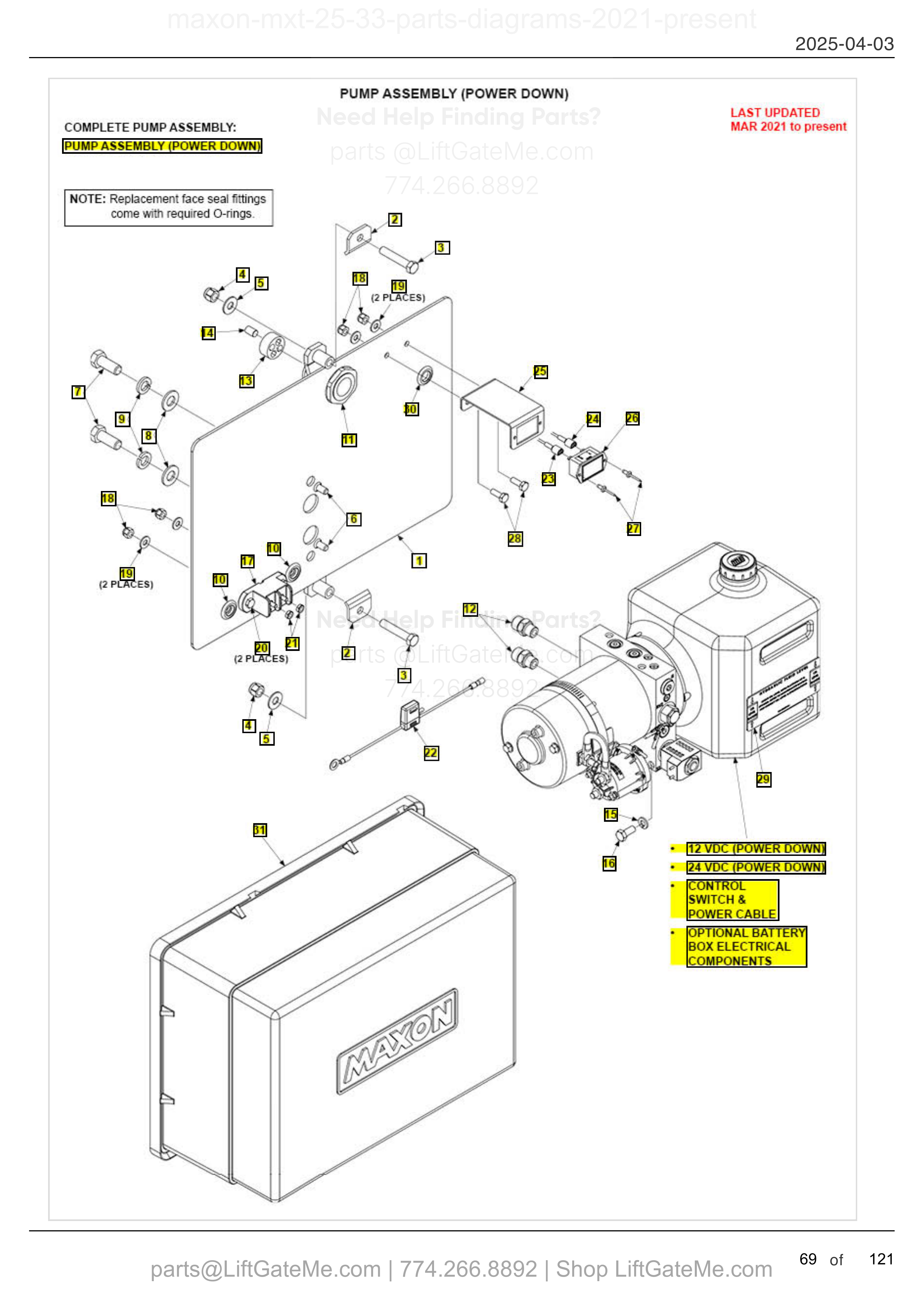 PUMP ASSEMBLY (POWER DOWN) diagram