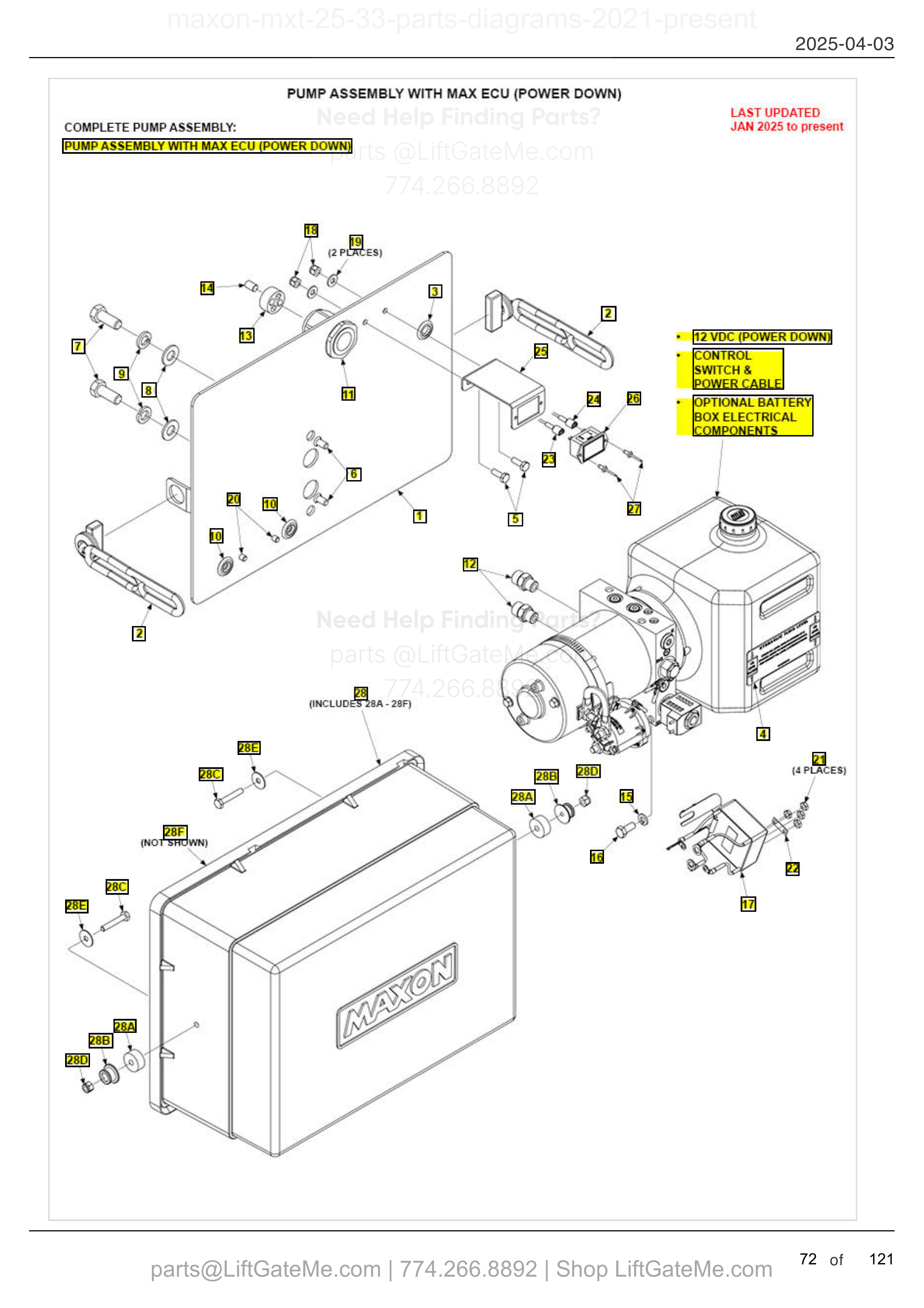 PUMP ASSEMBLY WITH MAX ECU (POWER DOWN) diagram