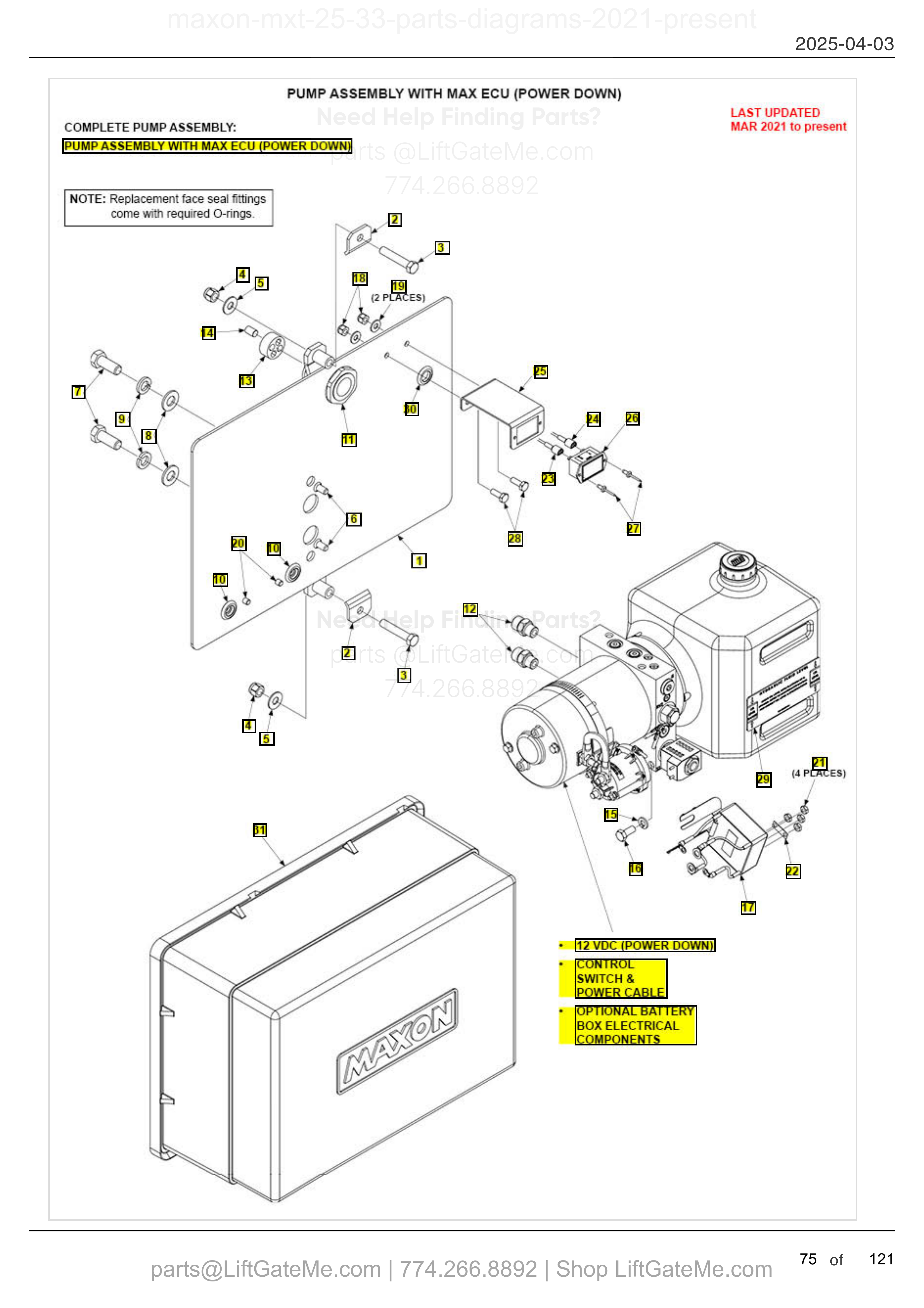 PUMP ASSEMBLY WITH MAX ECU (POWER DOWN) diagram