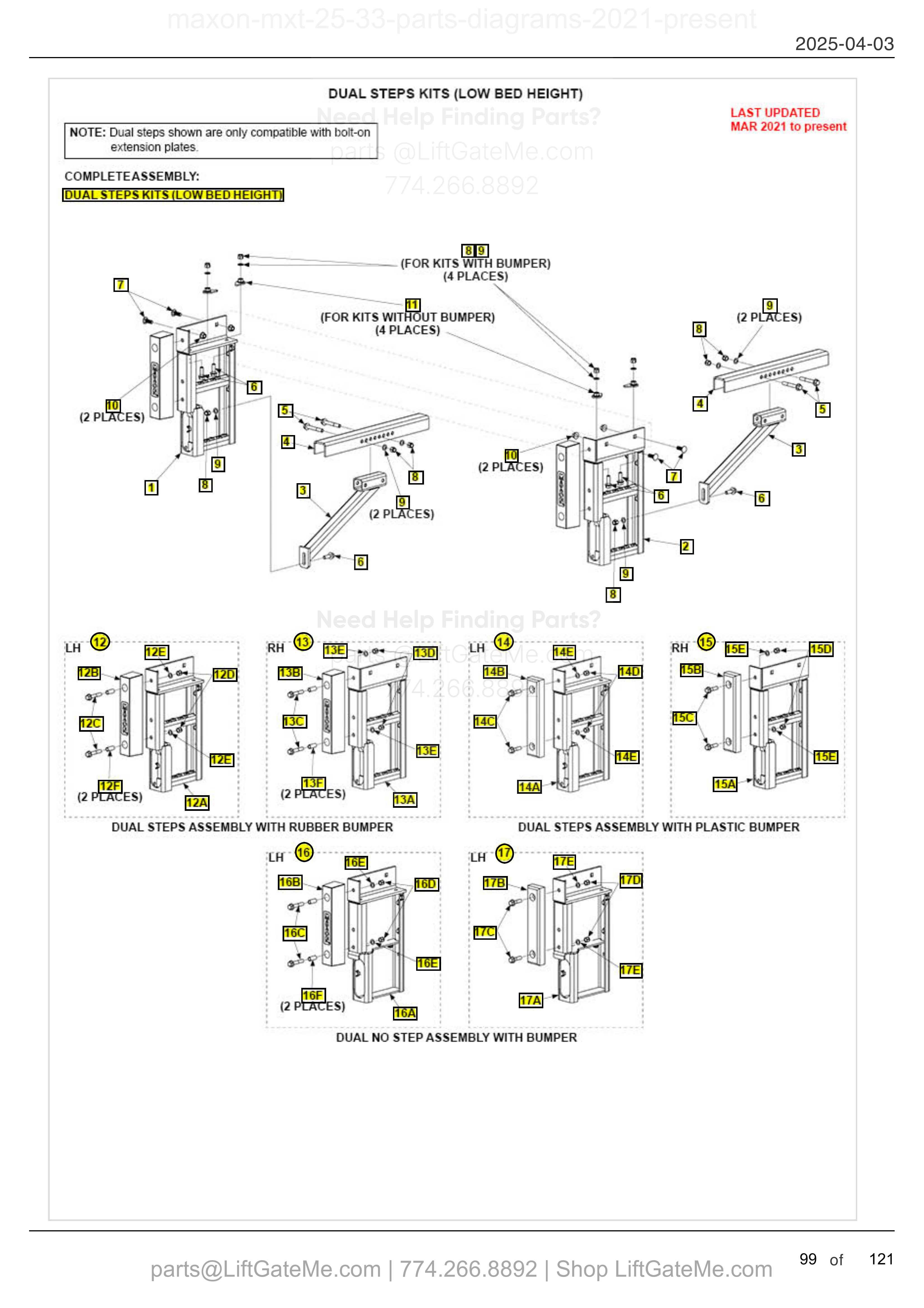 DUAL STEPS KITS (LOW BED HEIGHT) diagram