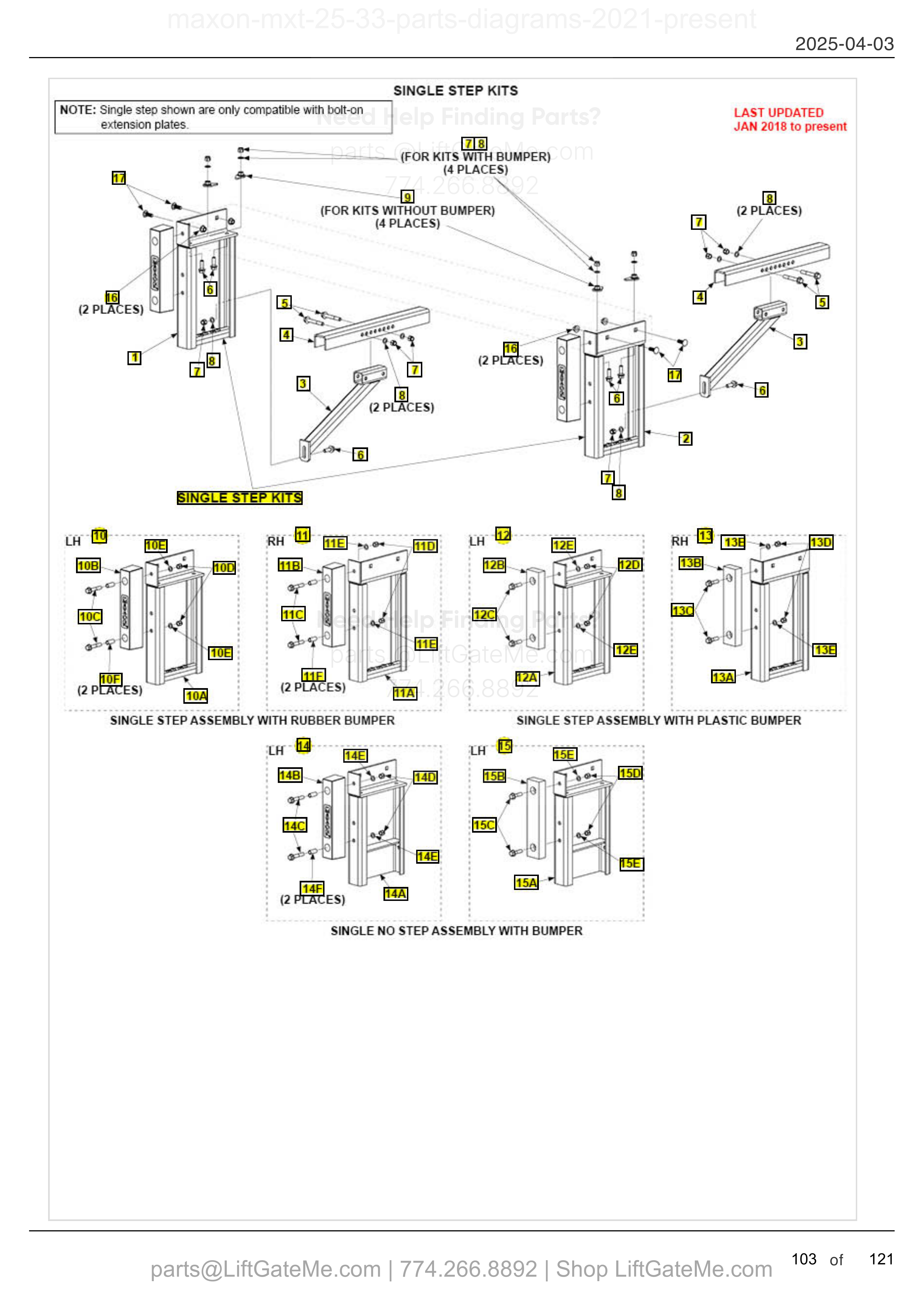SINGLE STEP KITS diagram