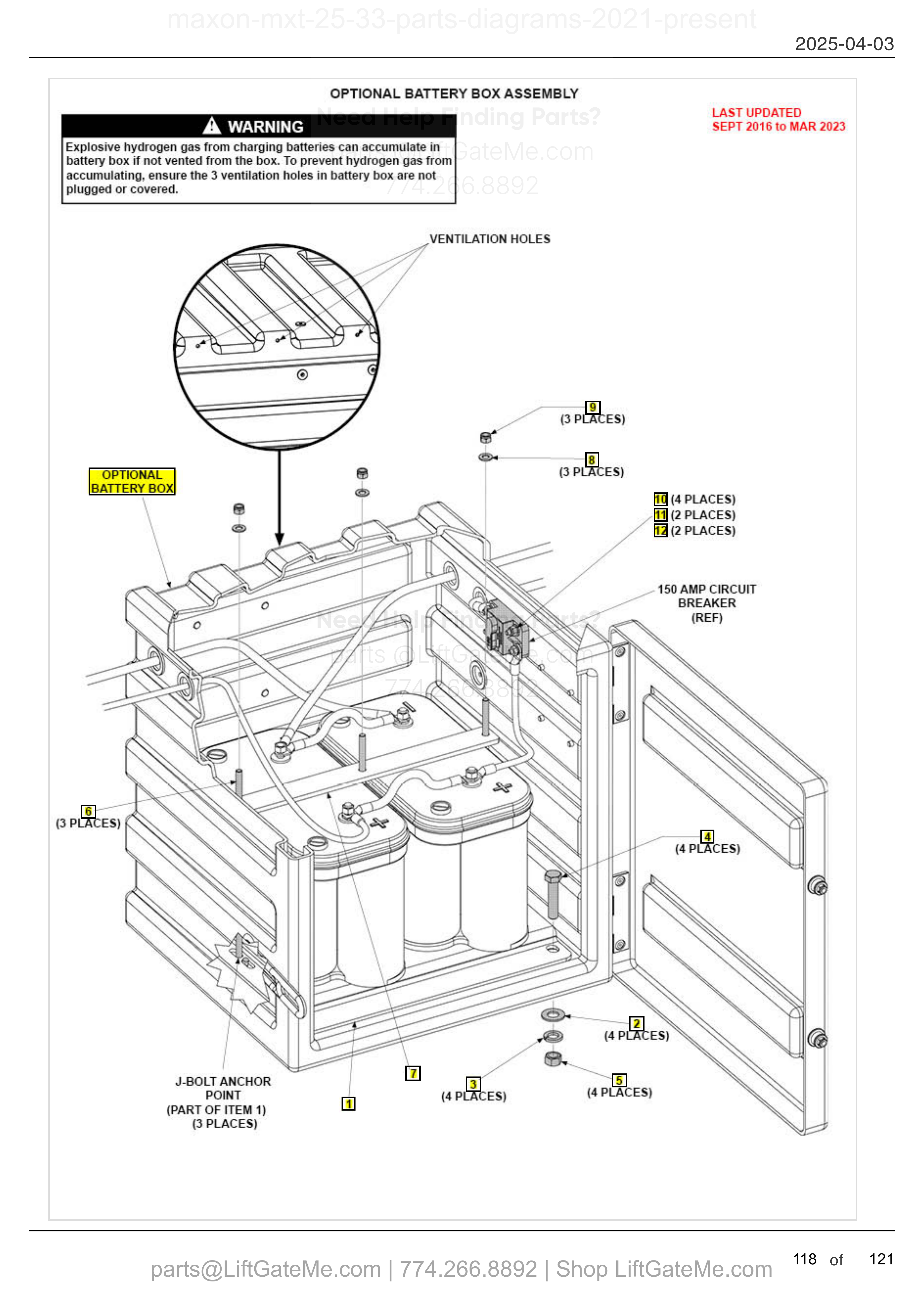 OPTIONAL BATTERY BOX ASSEMBLY diagram