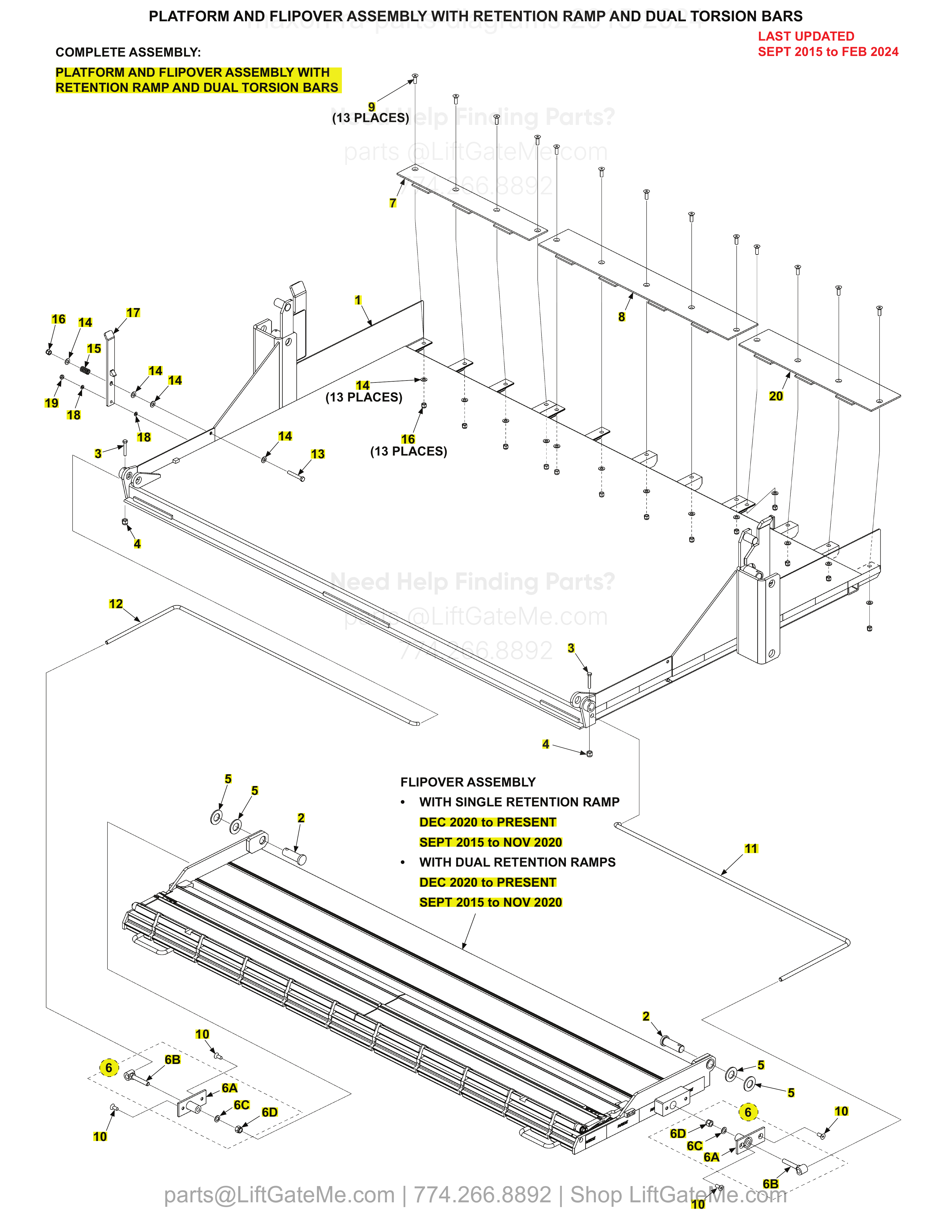 PLATFORM AND FLIPOVER ASSEMBLY WITH RETENTION RAMP AND DUAL TORSION BARS diagram