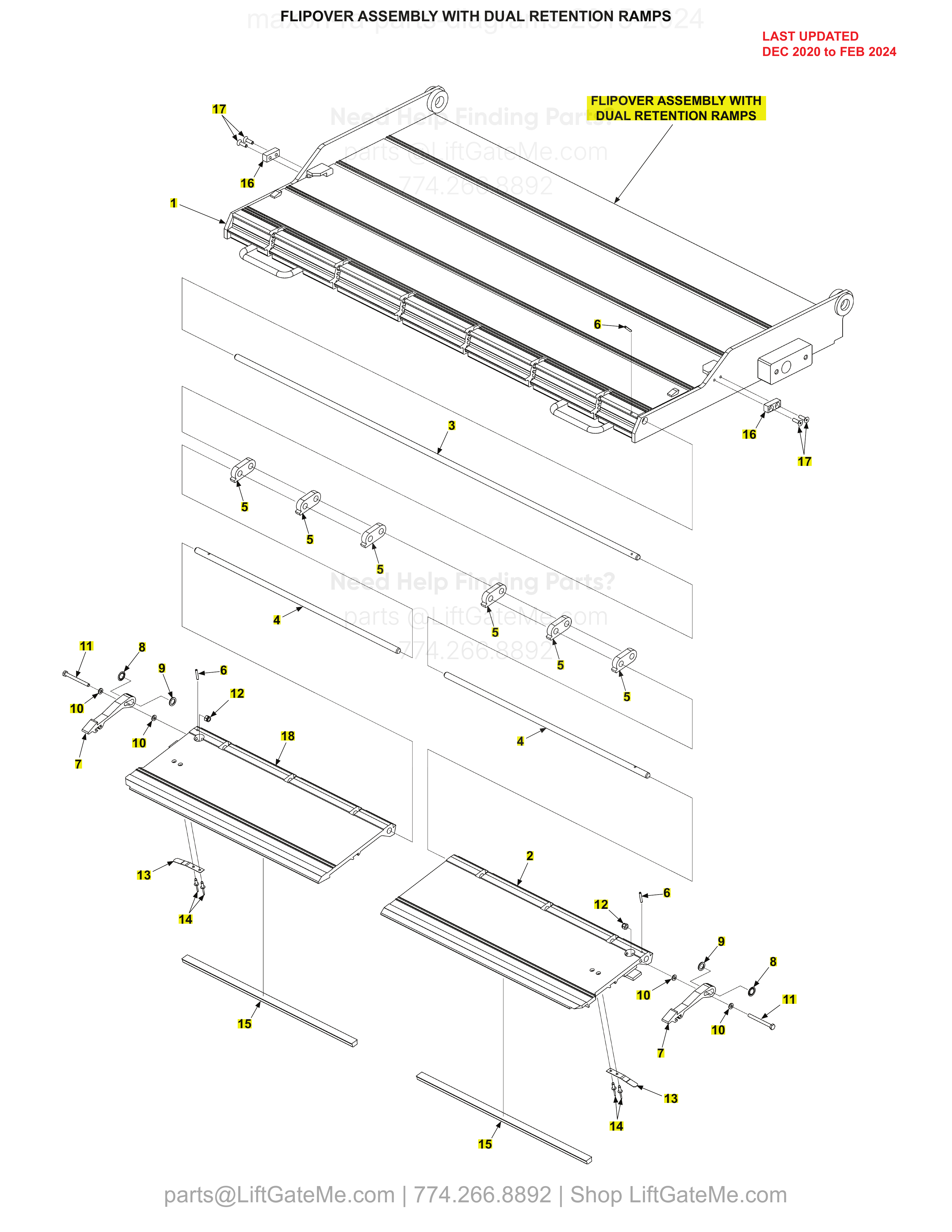 FLIPOVER ASSEMBLY WITH DUAL RETENTION RAMPS diagram
