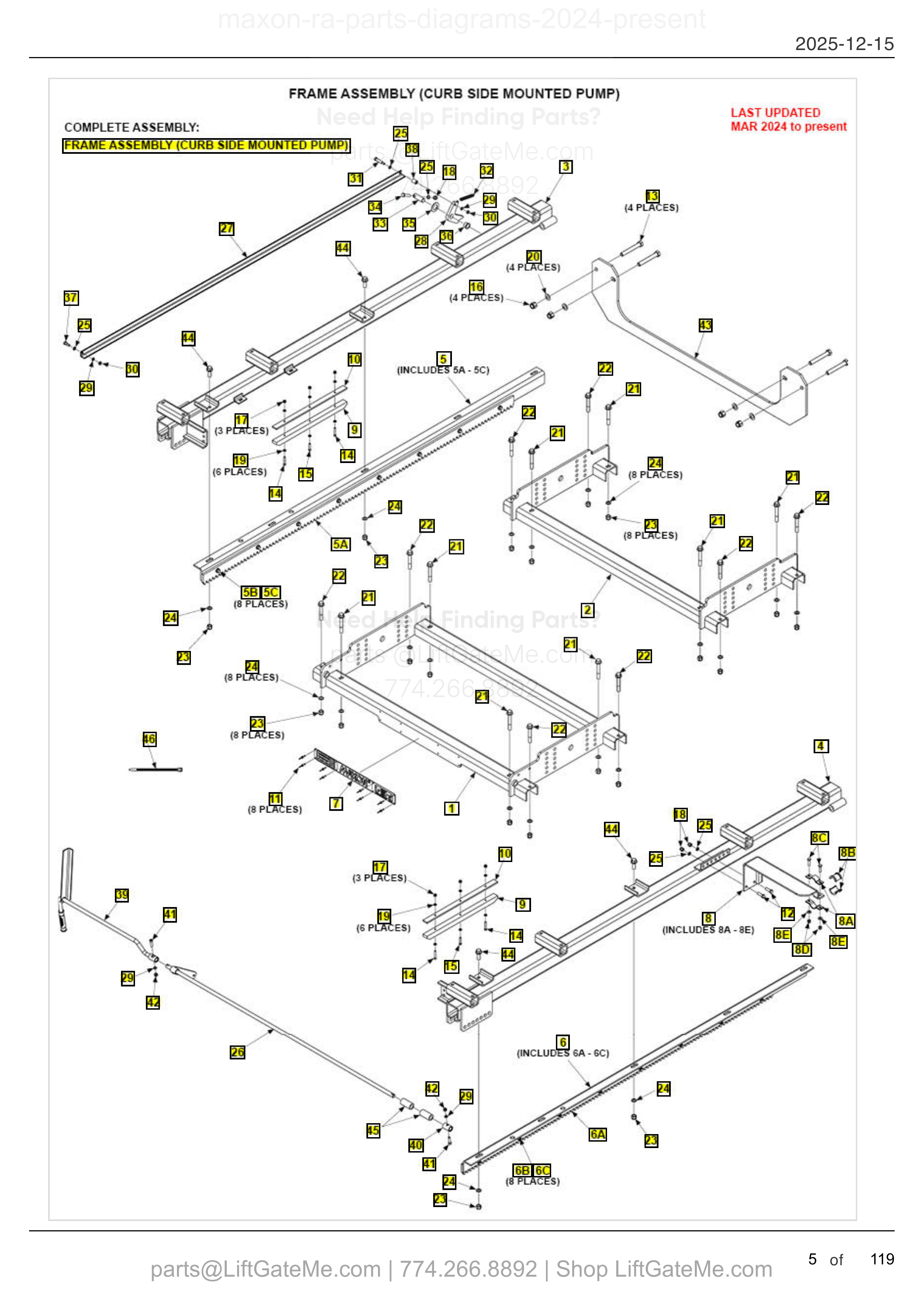 FRAME ASSEMBLY (CURB SIDE MOUNTED PUMP) diagram