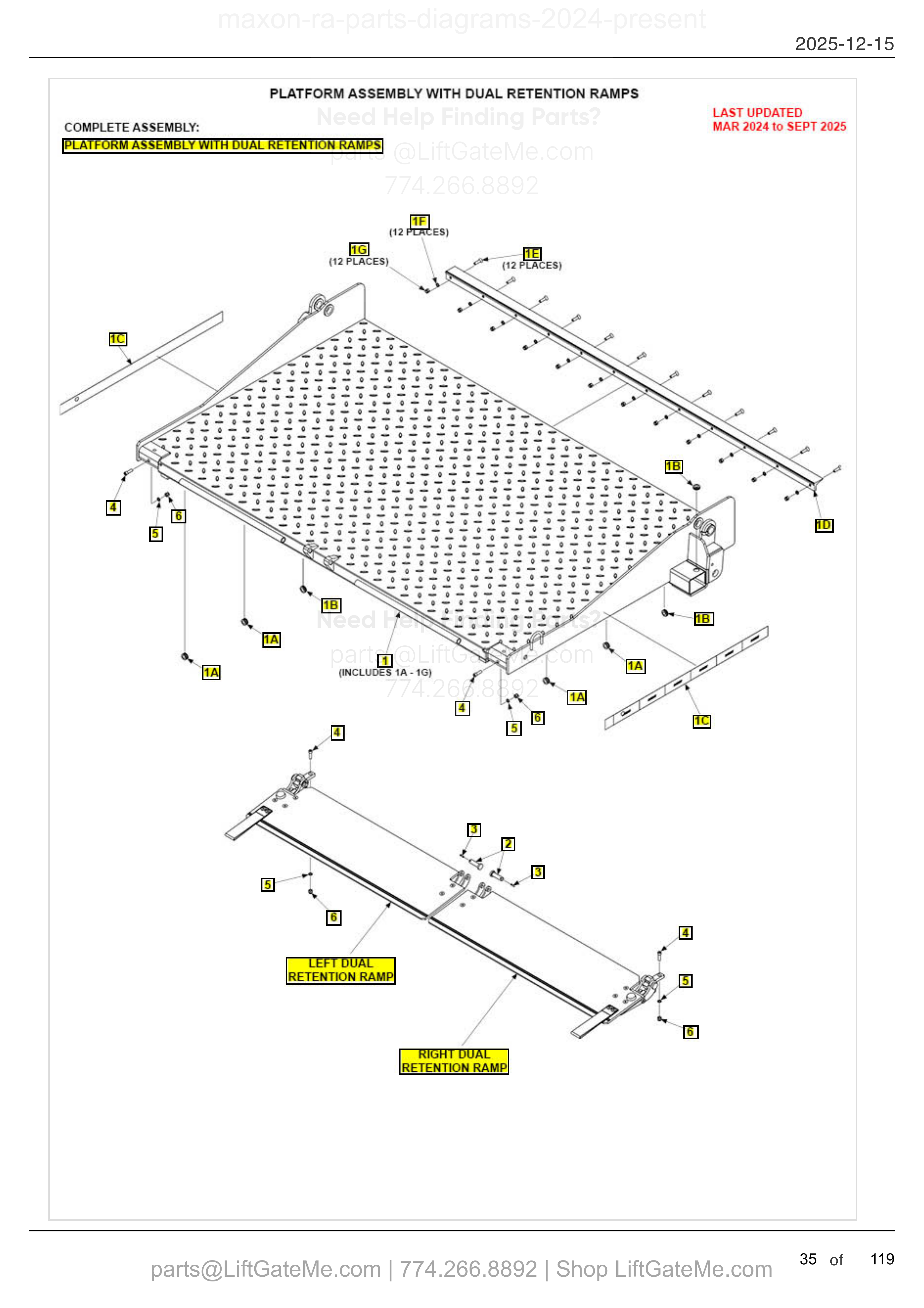 PLATFORM ASSEMBLY WITH DUAL RETENTION RAMPS diagram