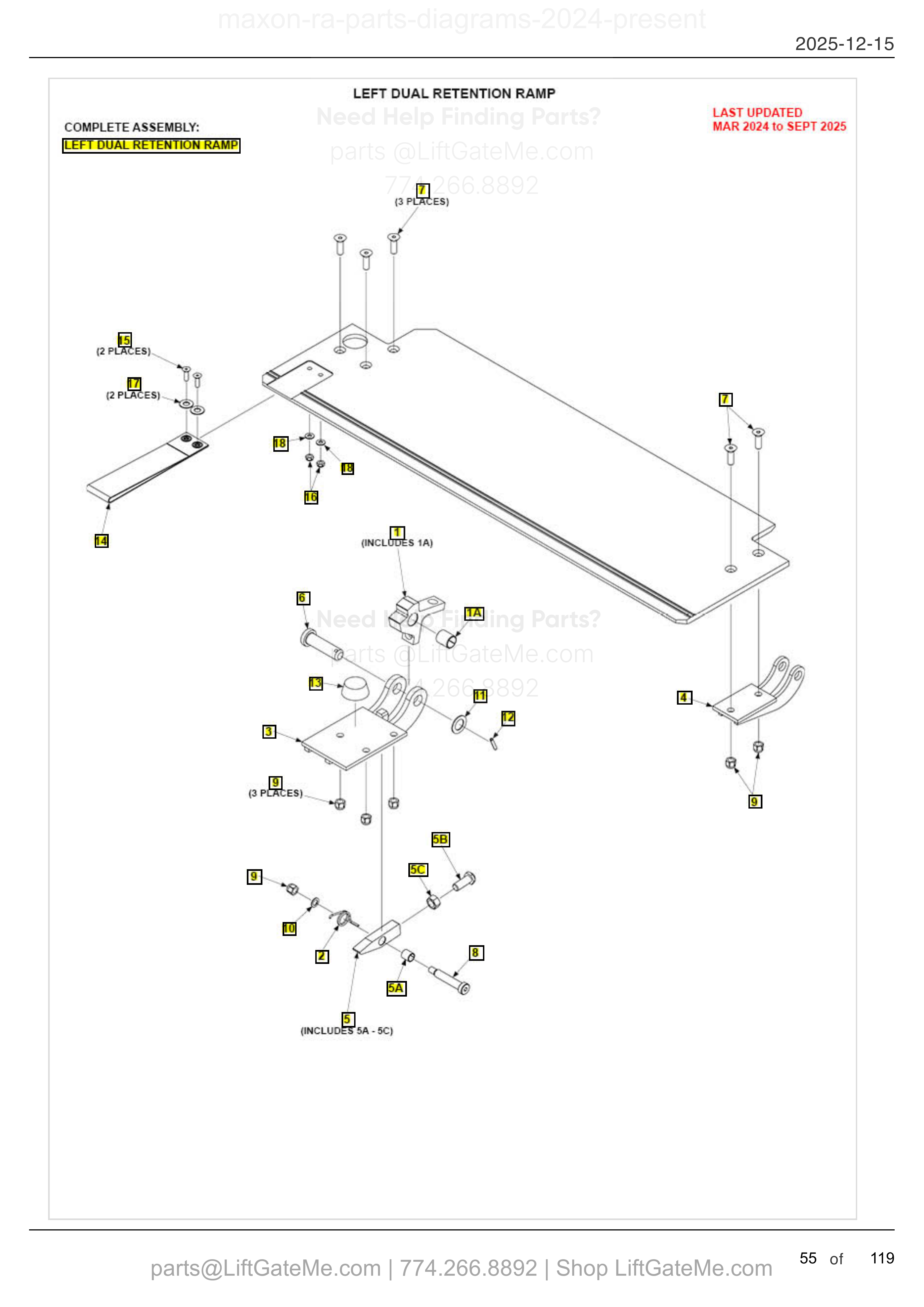 LEFT DUAL RETENTION RAMP diagram