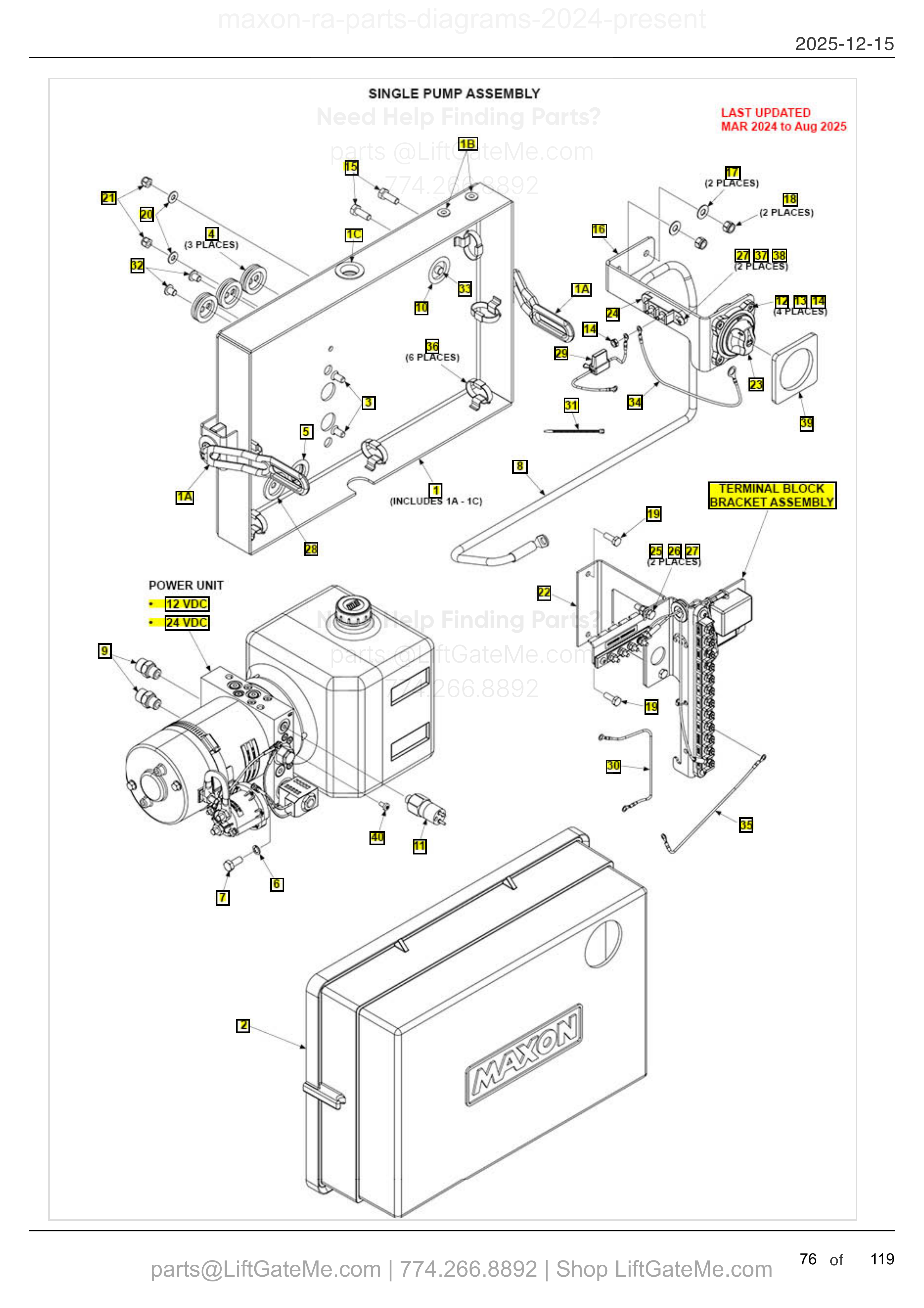 SINGLE PUMP ASSEMBLY diagram