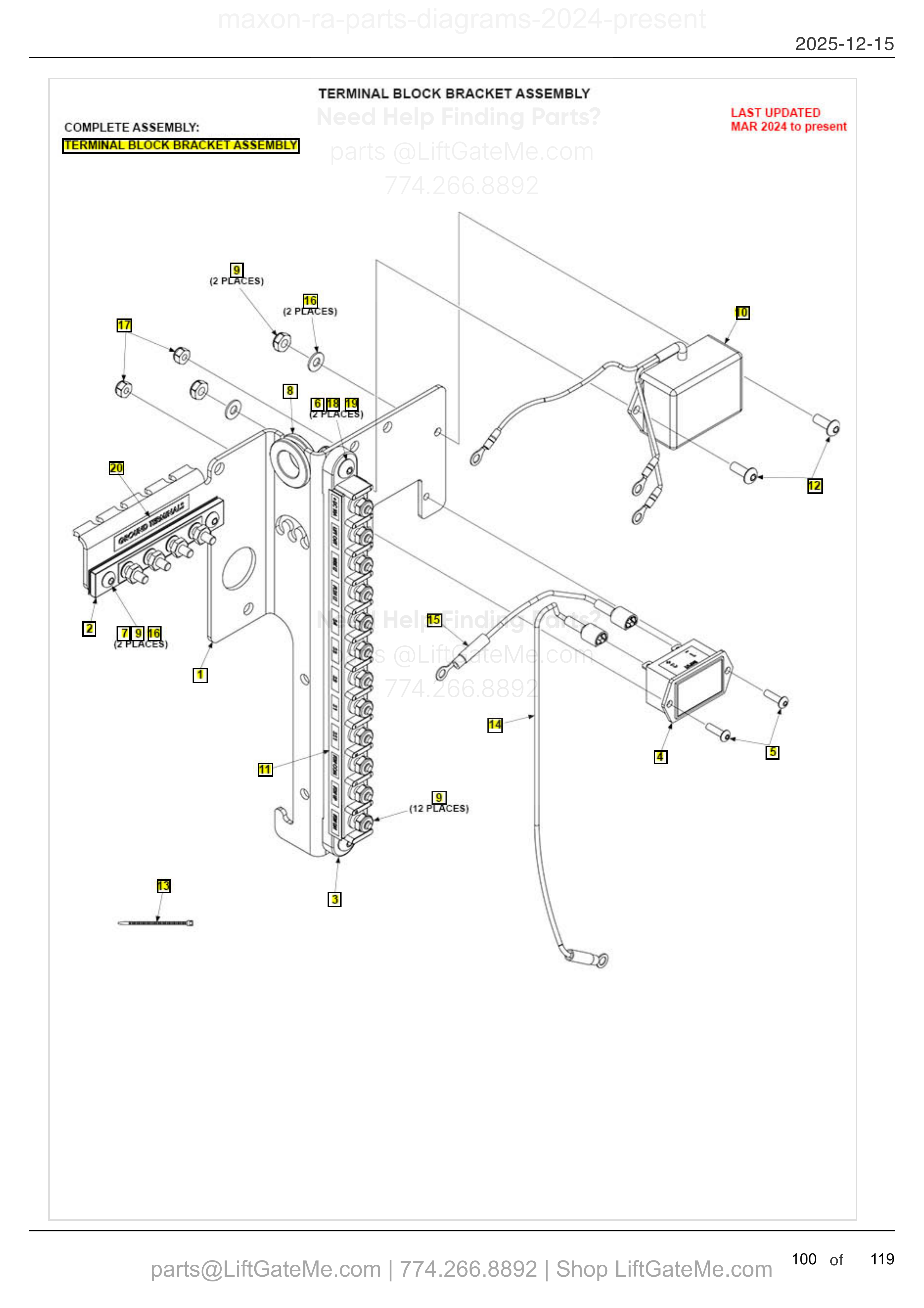 TERMINAL BLOCK BRACKET ASSEMBLY diagram
