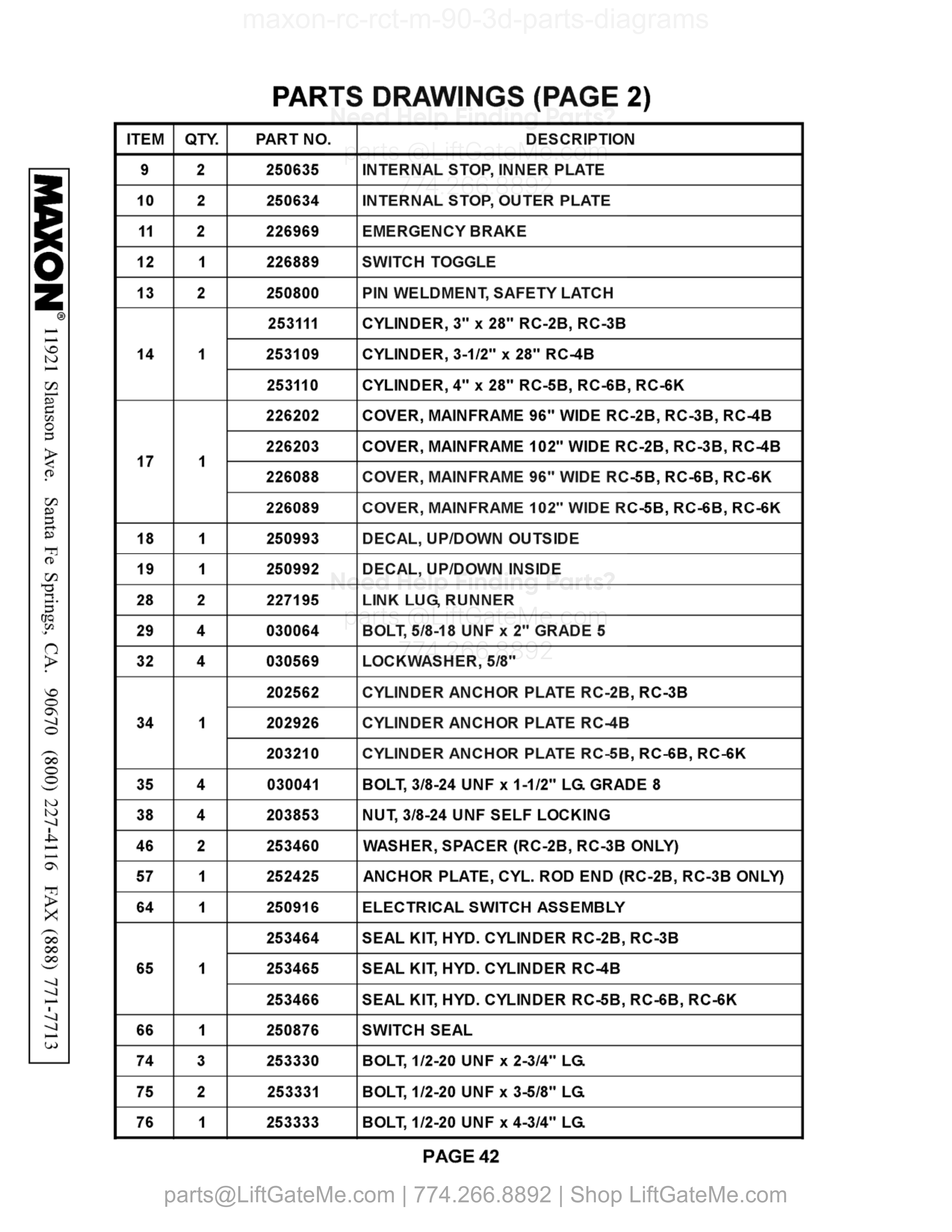 Parts Drawings (Page 2) diagram