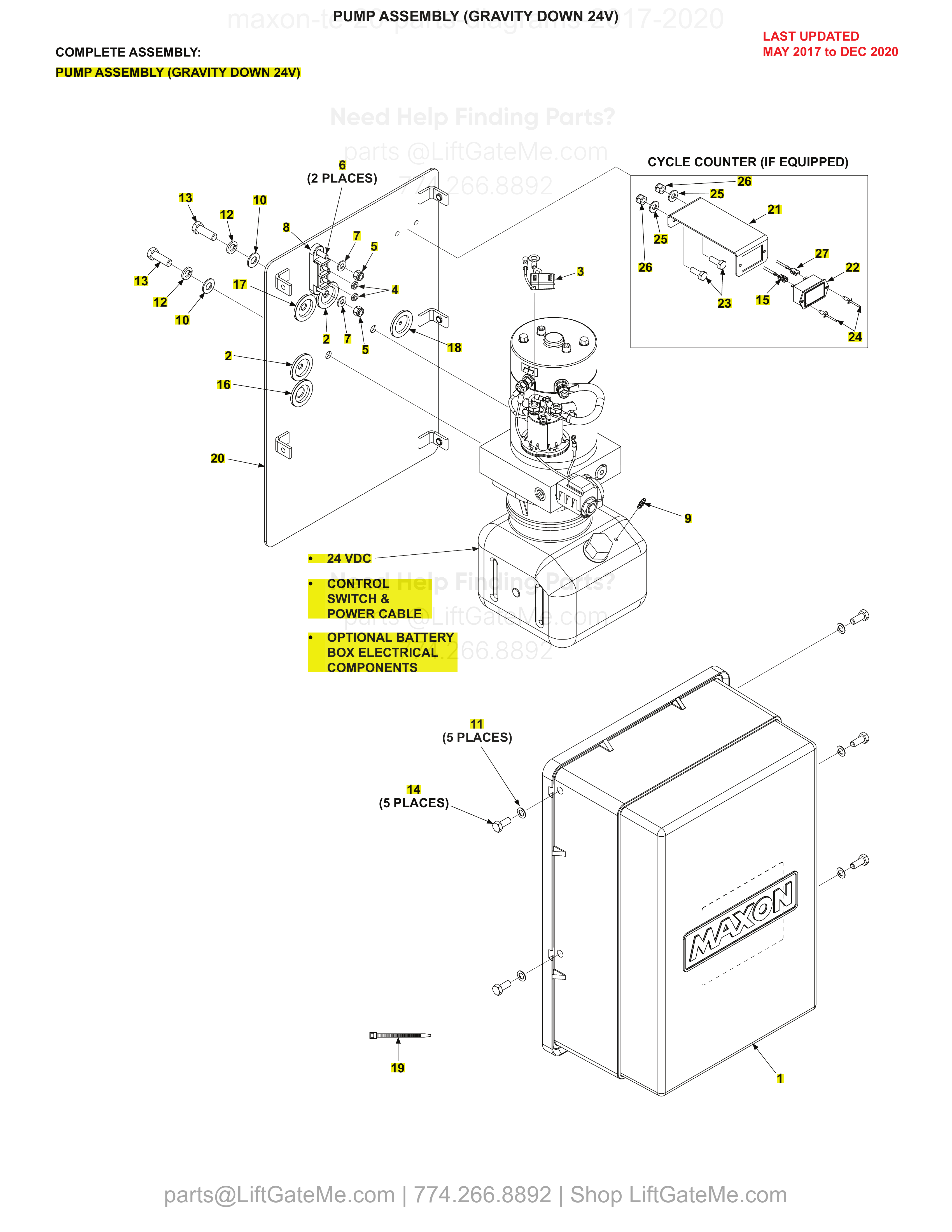 PUMP ASSEMBLY (GRAVITY DOWN 24V) diagram